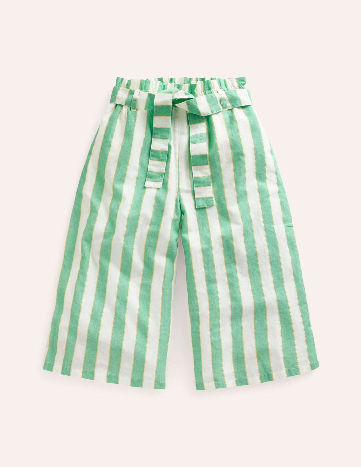 Wide Leg Trousers-Green Lurex Stripe - Image 1