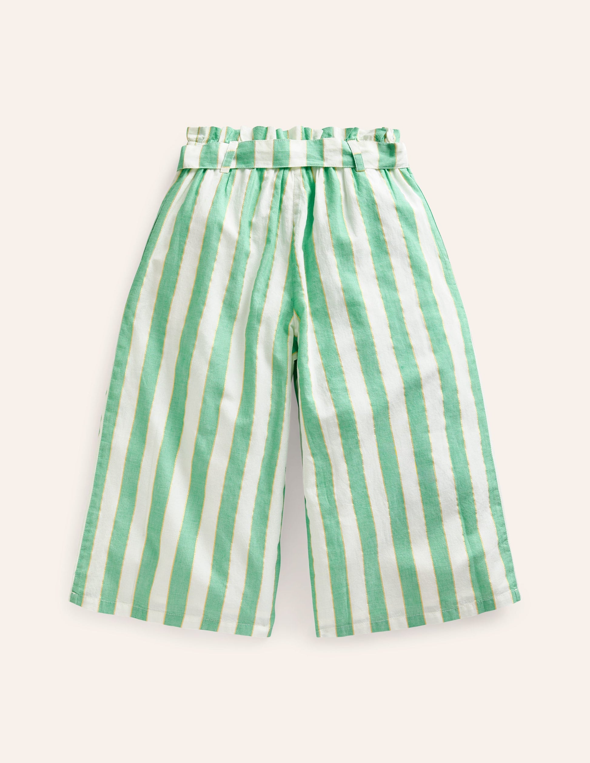 Wide Leg Trousers-Green Lurex Stripe-2