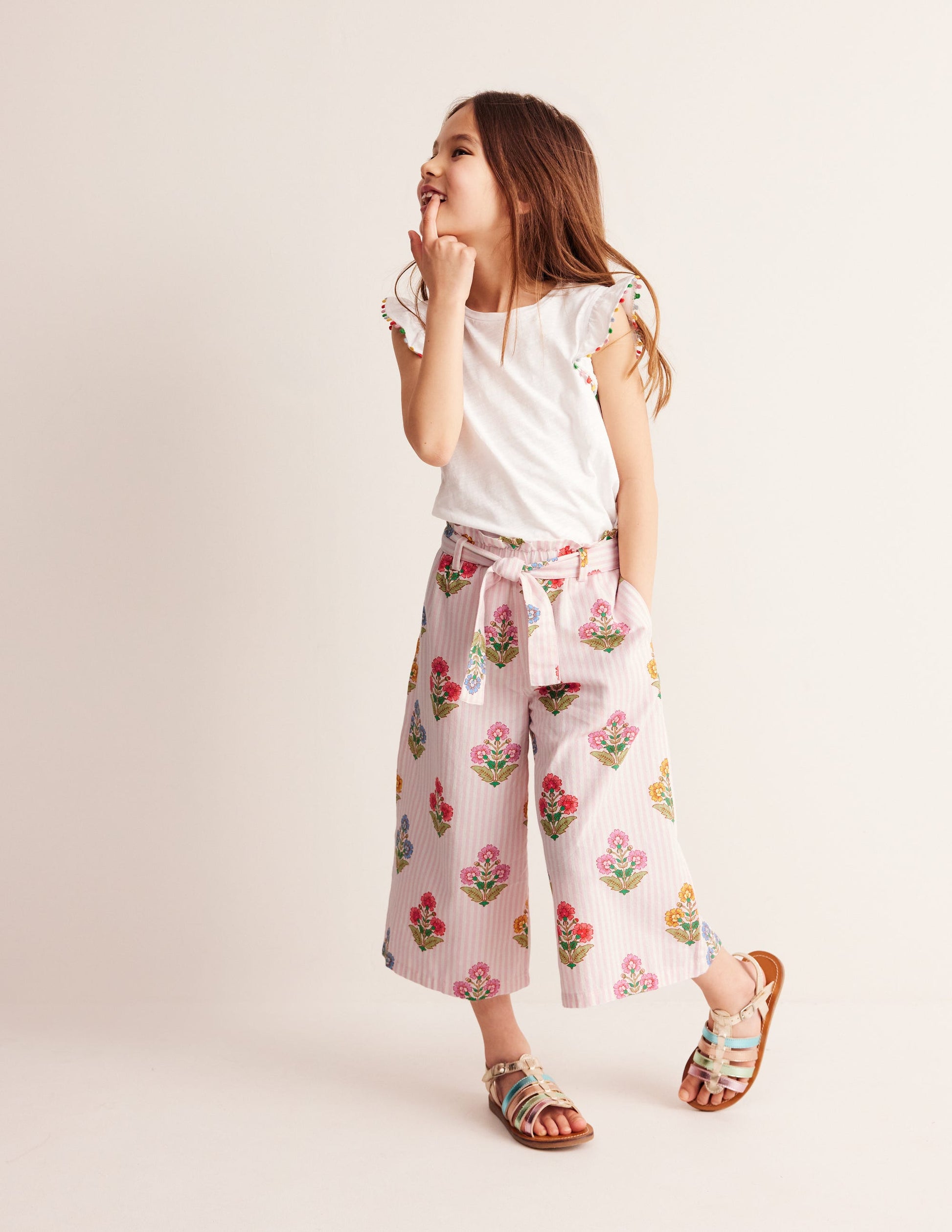 Wide Leg Trousers-Multi Woodblock-1