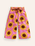 Wide Leg Trousers-Pink Sunflower Geo