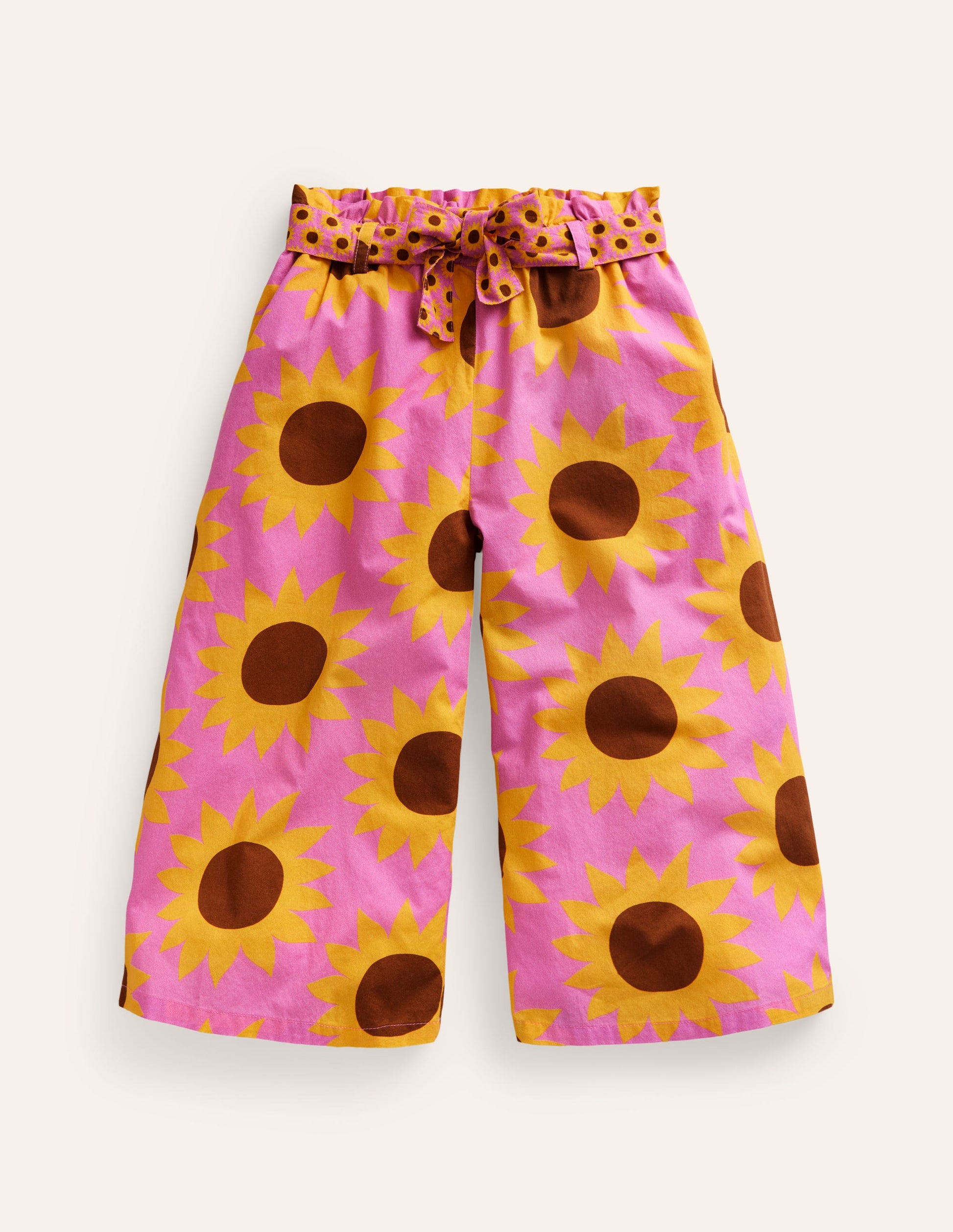 Wide Leg Trousers-Pink Sunflower Geo-1
