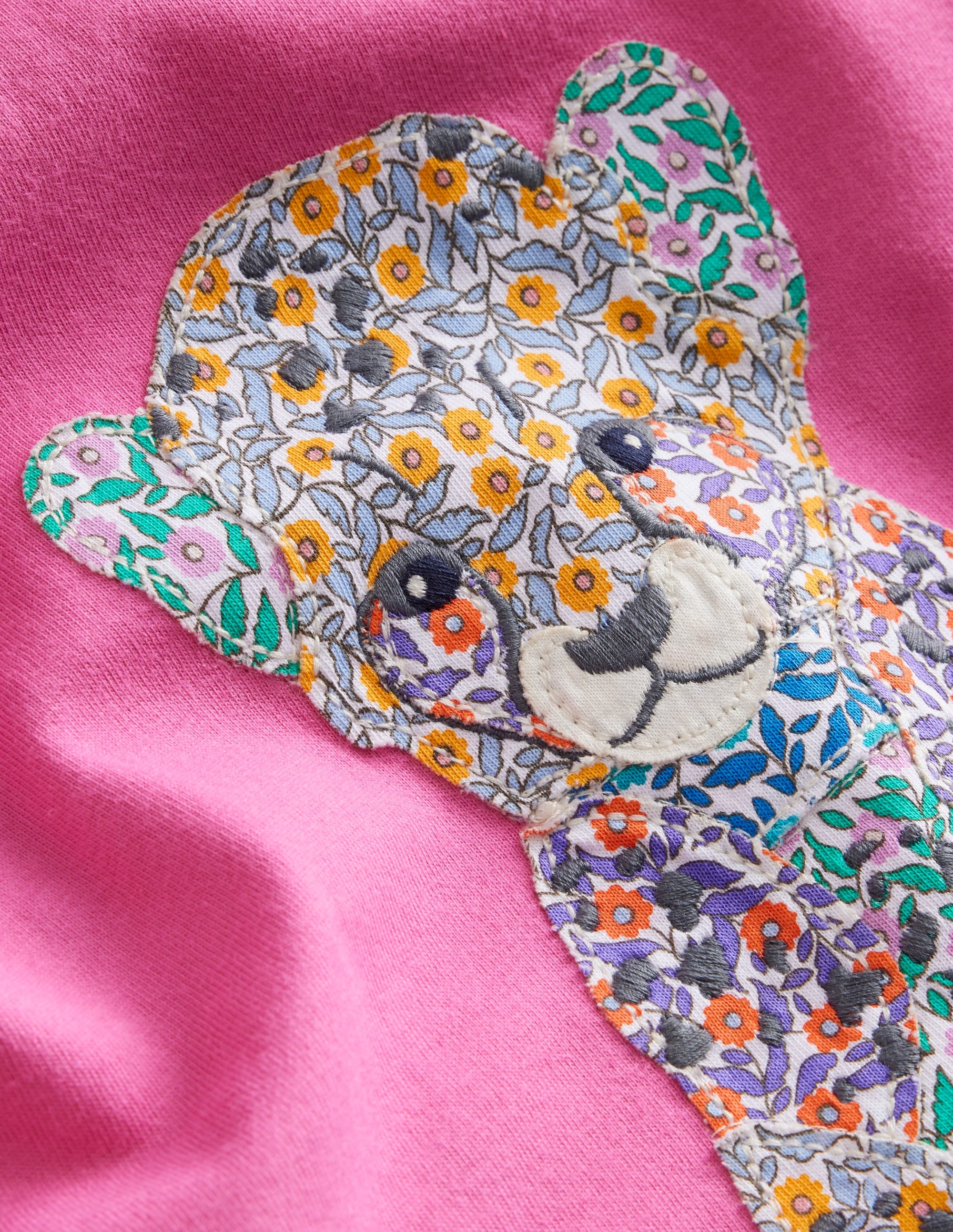 Short Sleeve Appliqué T-shirt-Pink Baby Leopard - Image 3