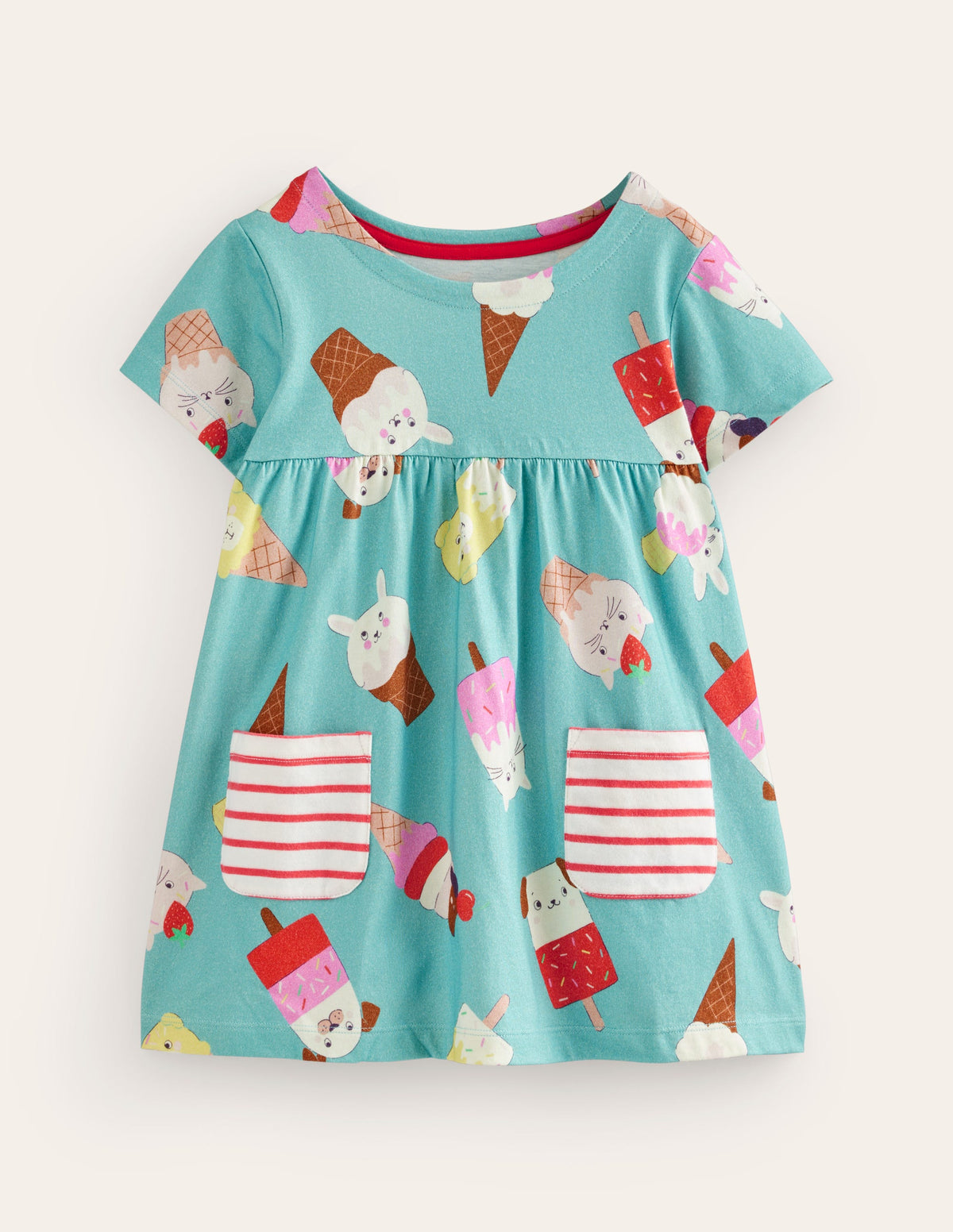 Short Sleeve Printed Tunic-Aqua Sea Ice Creams-1