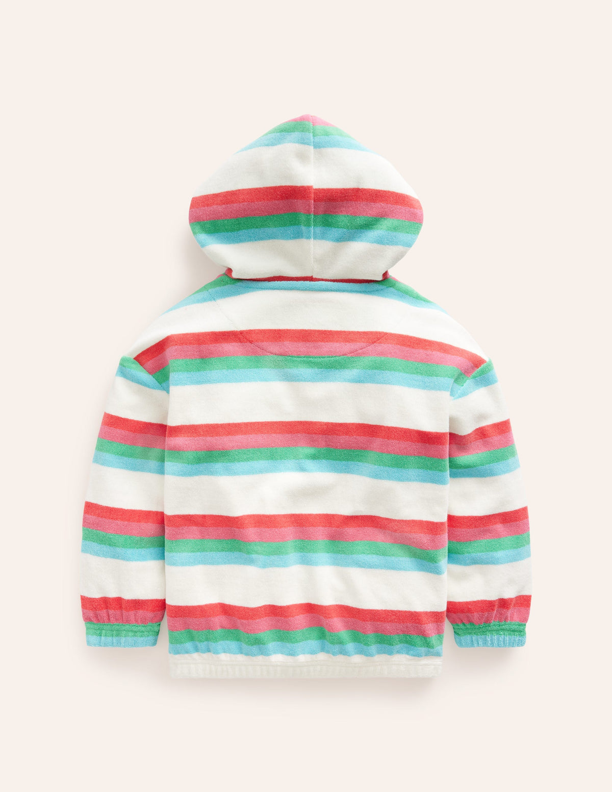 Towelling Hoodie-Hot Coral & Pink Stripe - Image 2