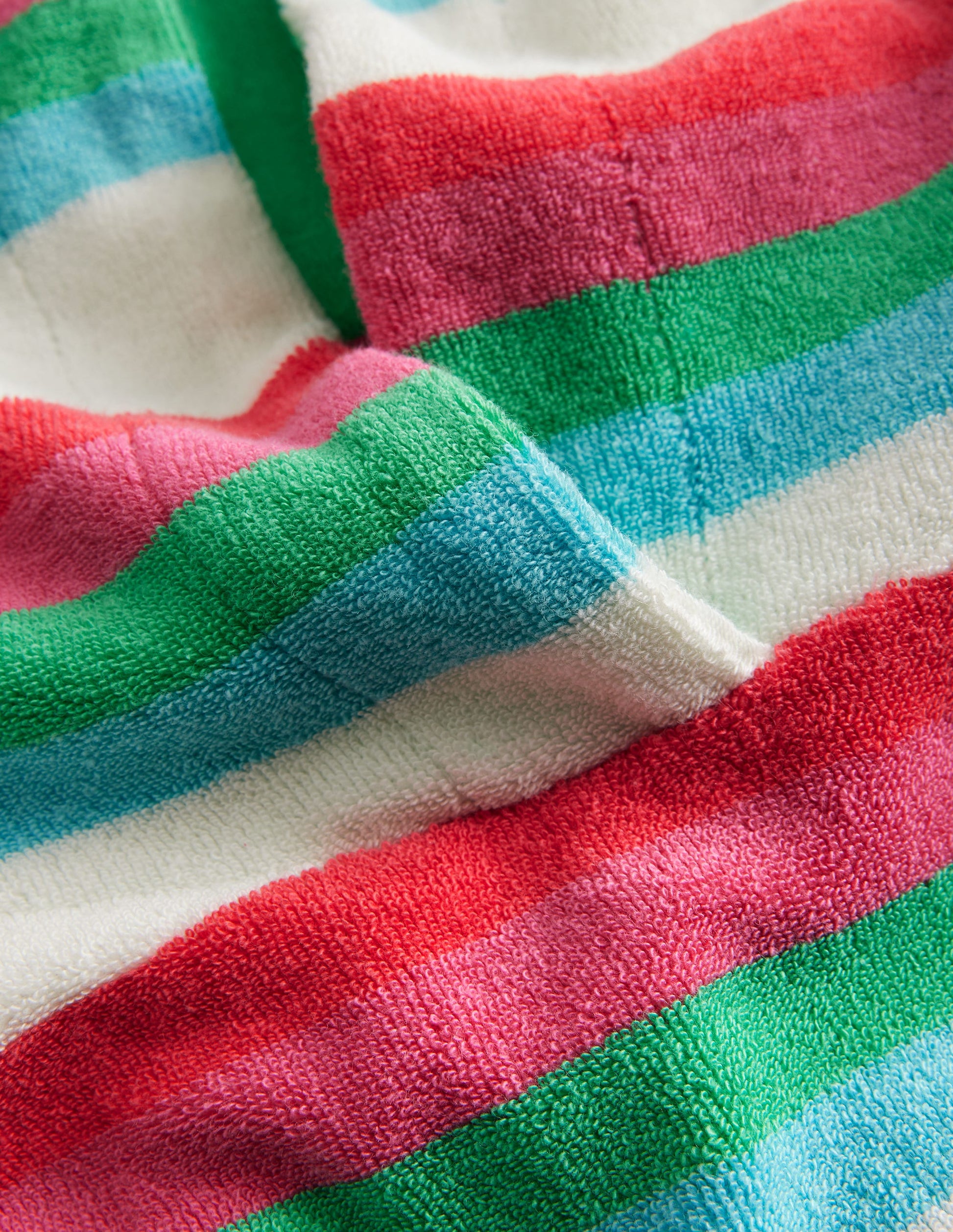 Towelling Hoodie-Hot Coral & Pink Stripe-3