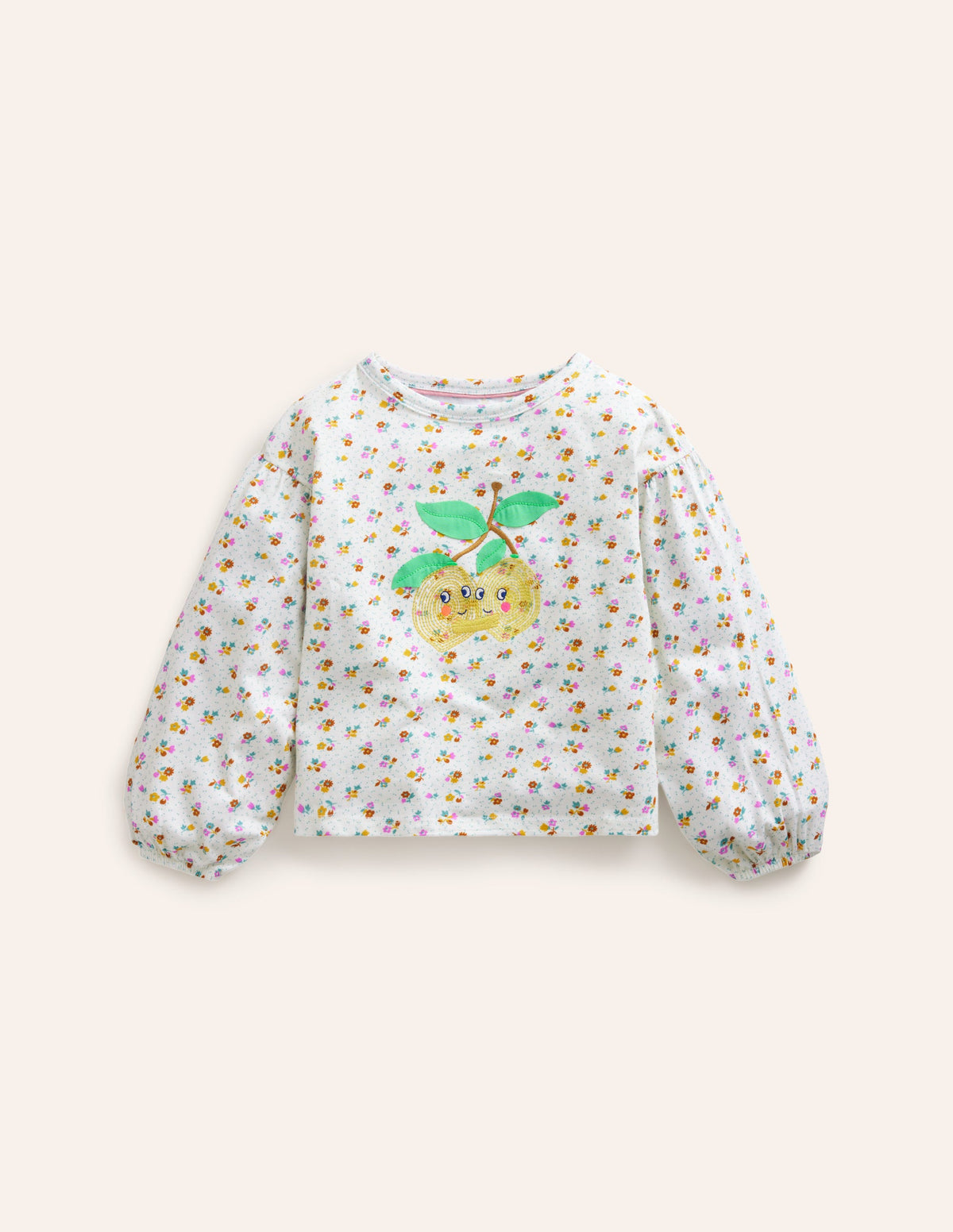 Blouson Sleeve Logo Top-Vanilla Pod Lemons - Image 1
