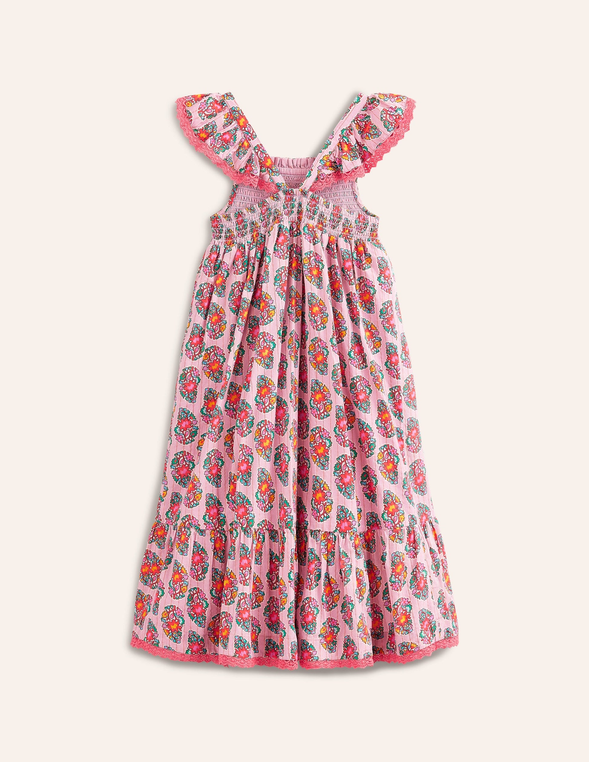 Frill Strap Maxi Sundress-Sugared Almond Pink Paisley-4