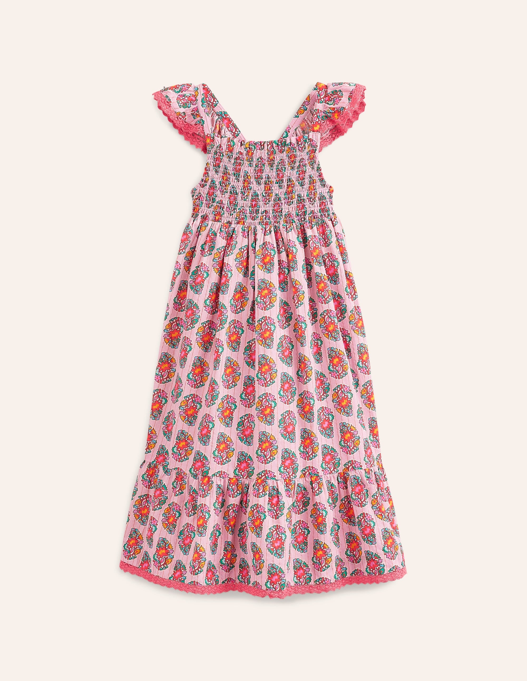 Frill Strap Maxi Sundress-Sugared Almond Pink Paisley - Image 3