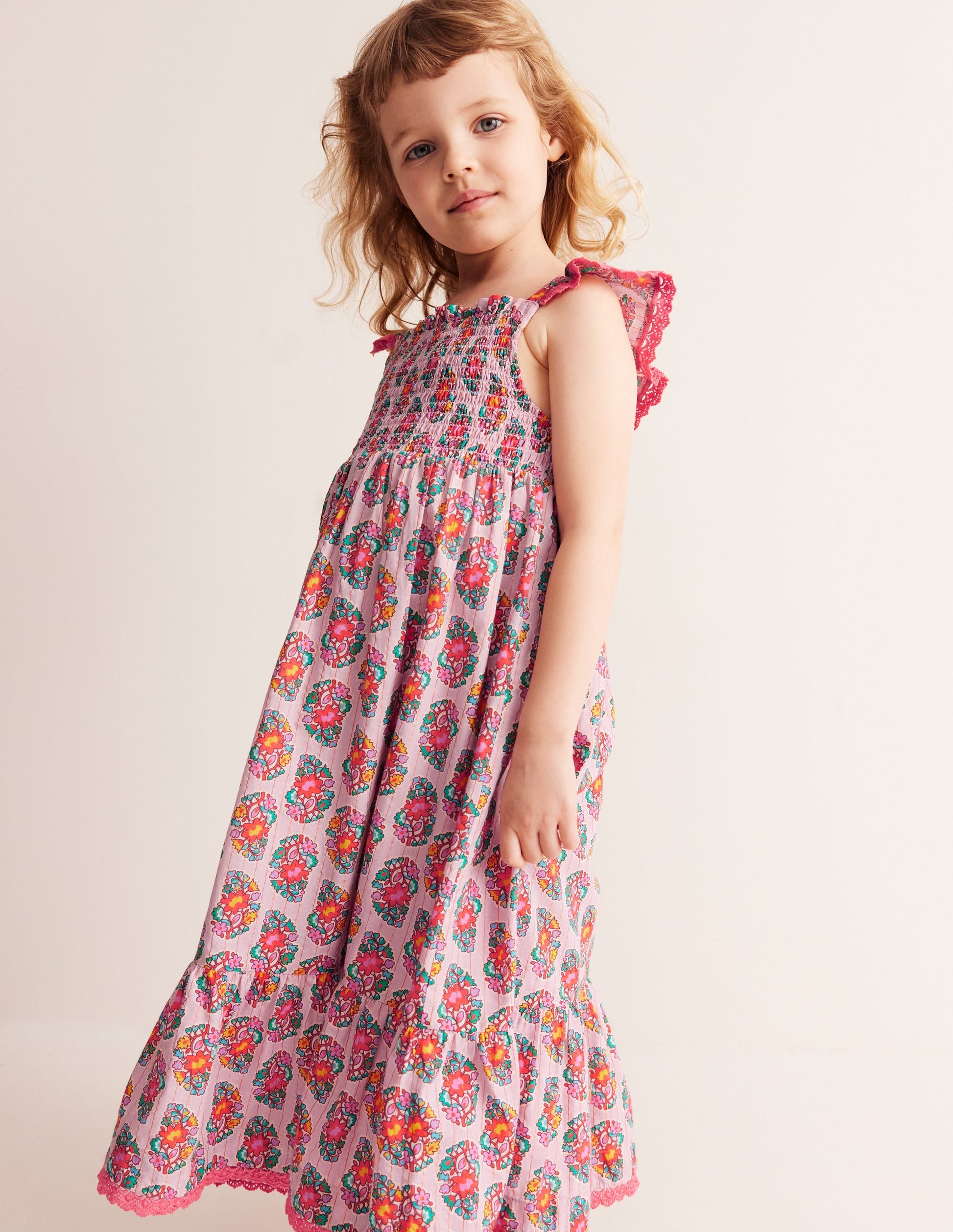 Frill Strap Maxi Sundress-Sugared Almond Pink Paisley-1