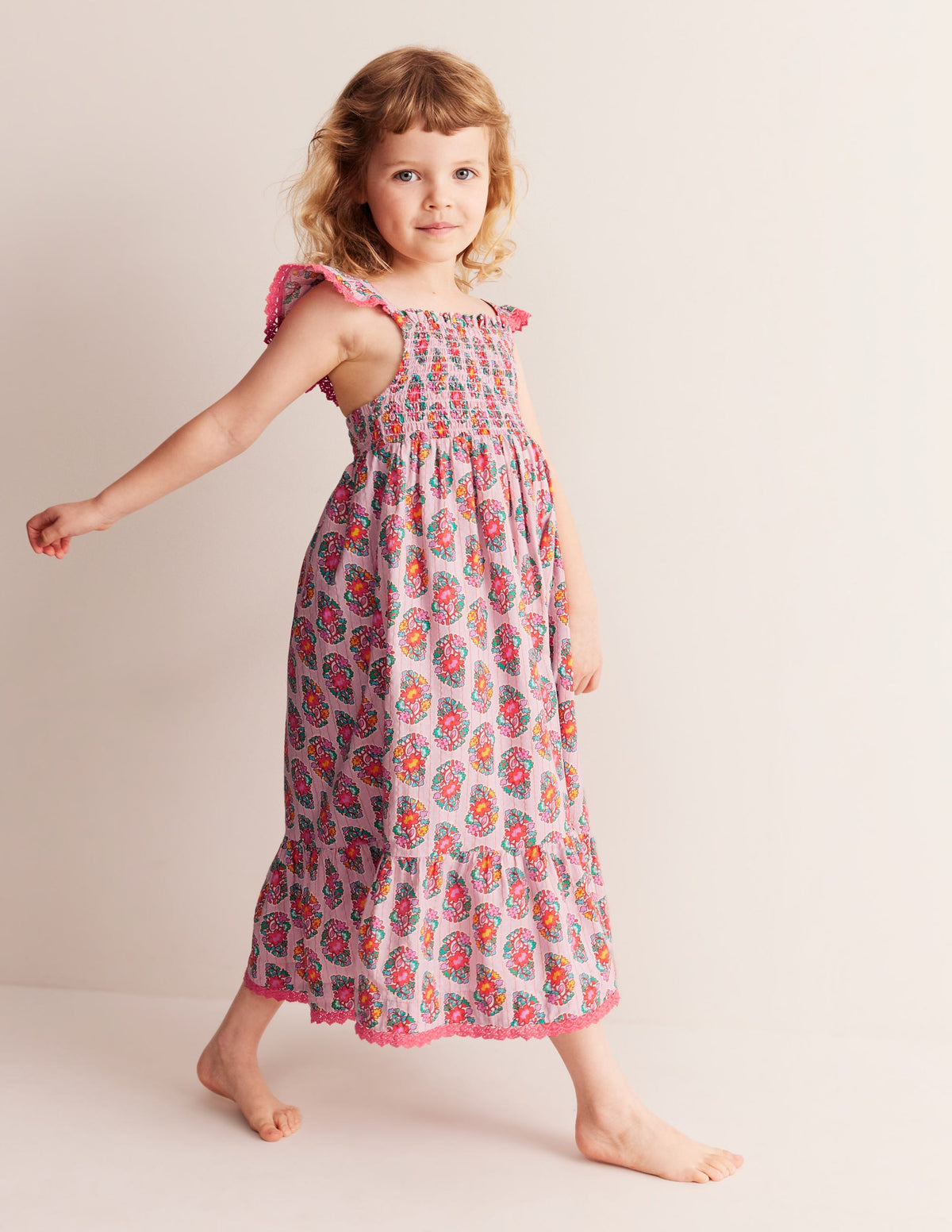 Frill Strap Maxi Sundress-Sugared Almond Pink Paisley-2