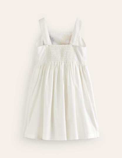 Textured Appliqué Dress-Ivory Flowers-2