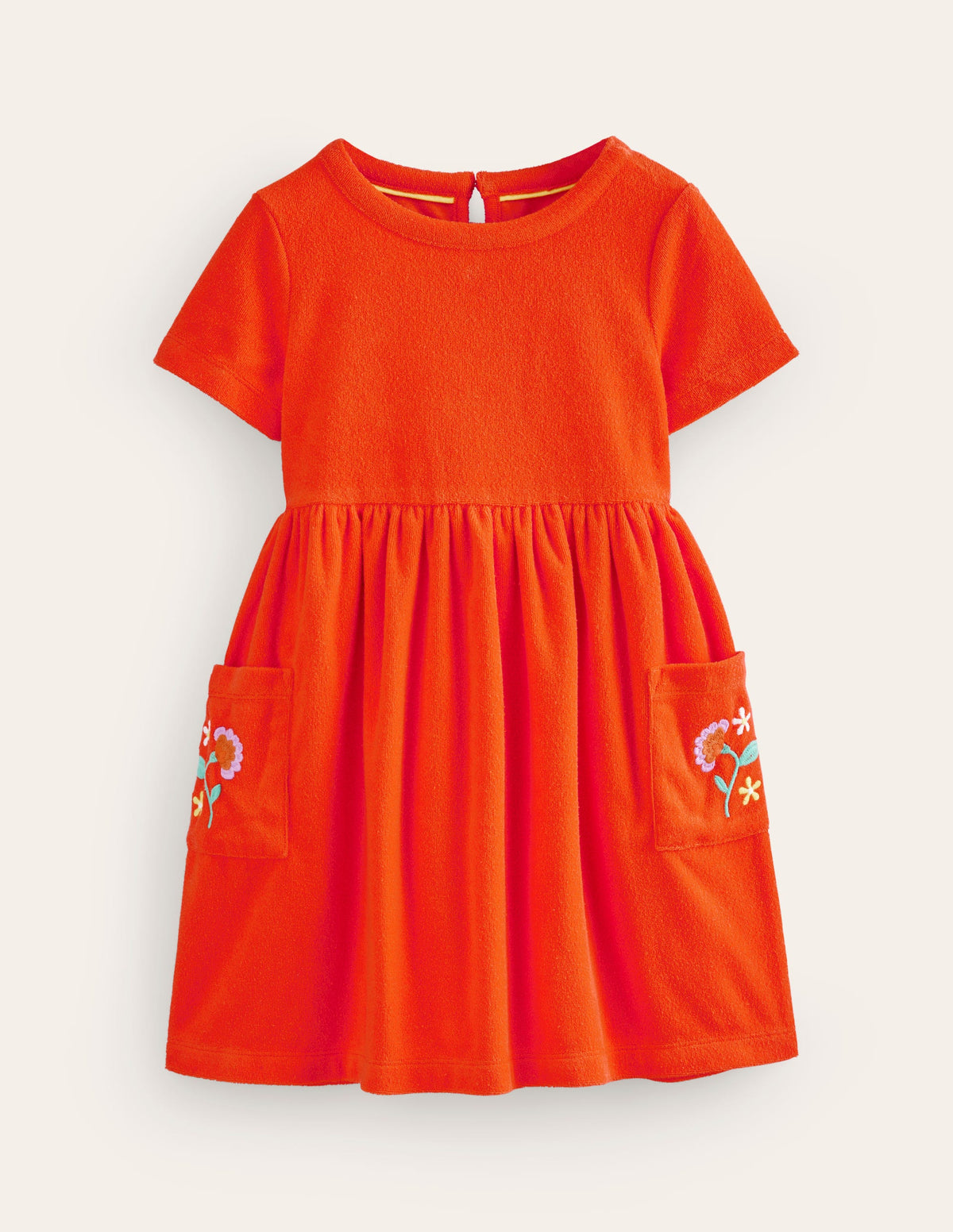 Fun Towelling Dress-Jam Red Embroidery - Image 1