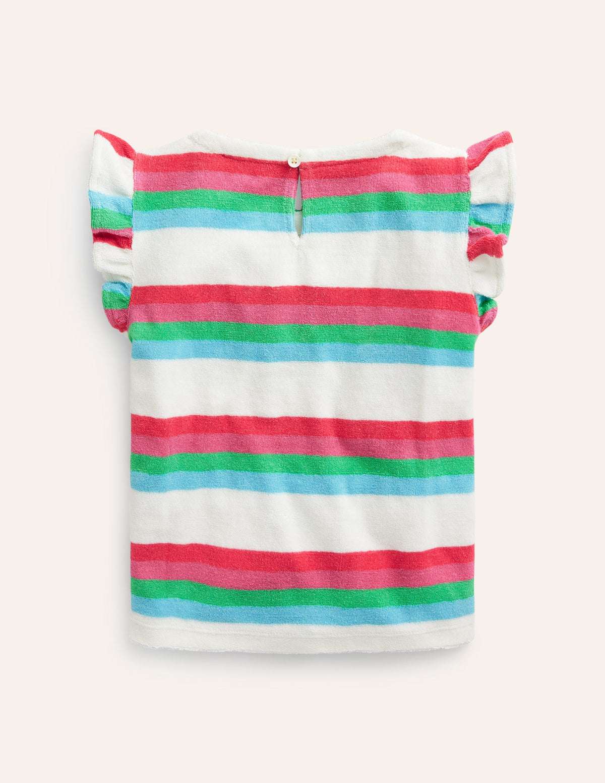 Frill Sleeve Towelling Top-Multistripe-3