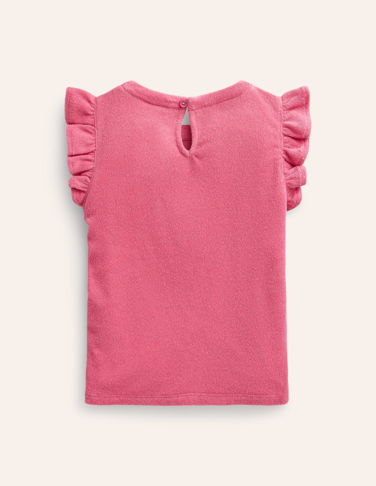 Frill Sleeve Towelling Top-Rose Pink - Image 2