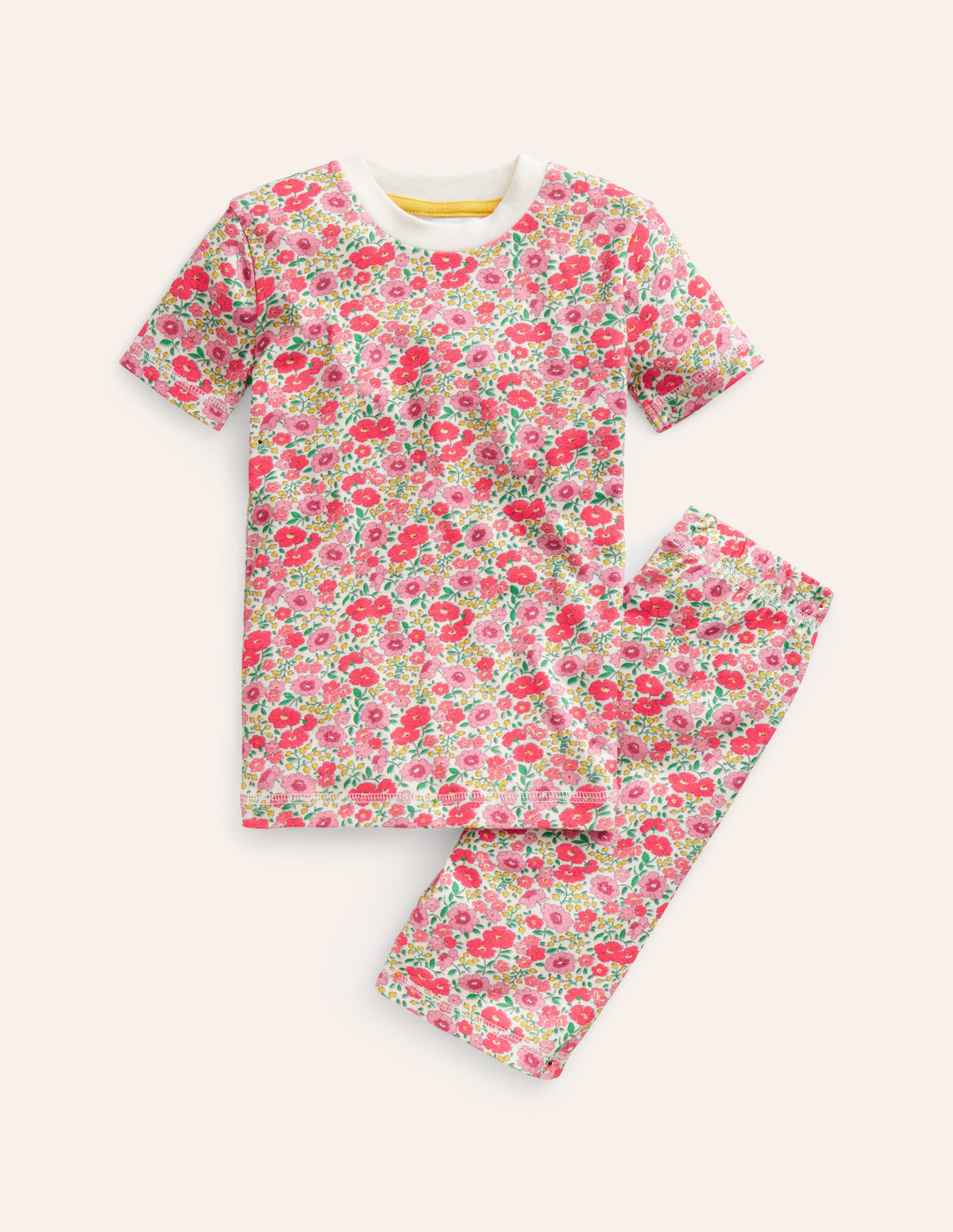 Snug Short John Pyjamas-Pink Flowerbed-1