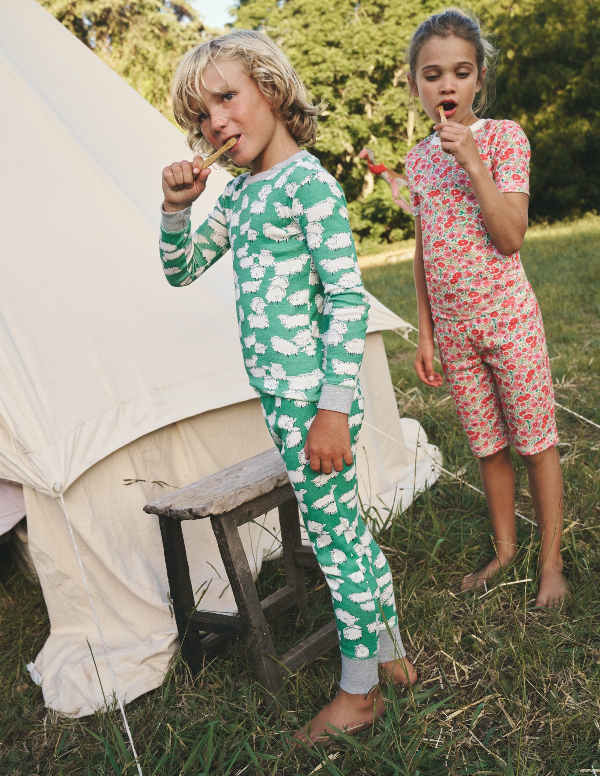 Snug Short John Pyjamas-Pink Flowerbed-4