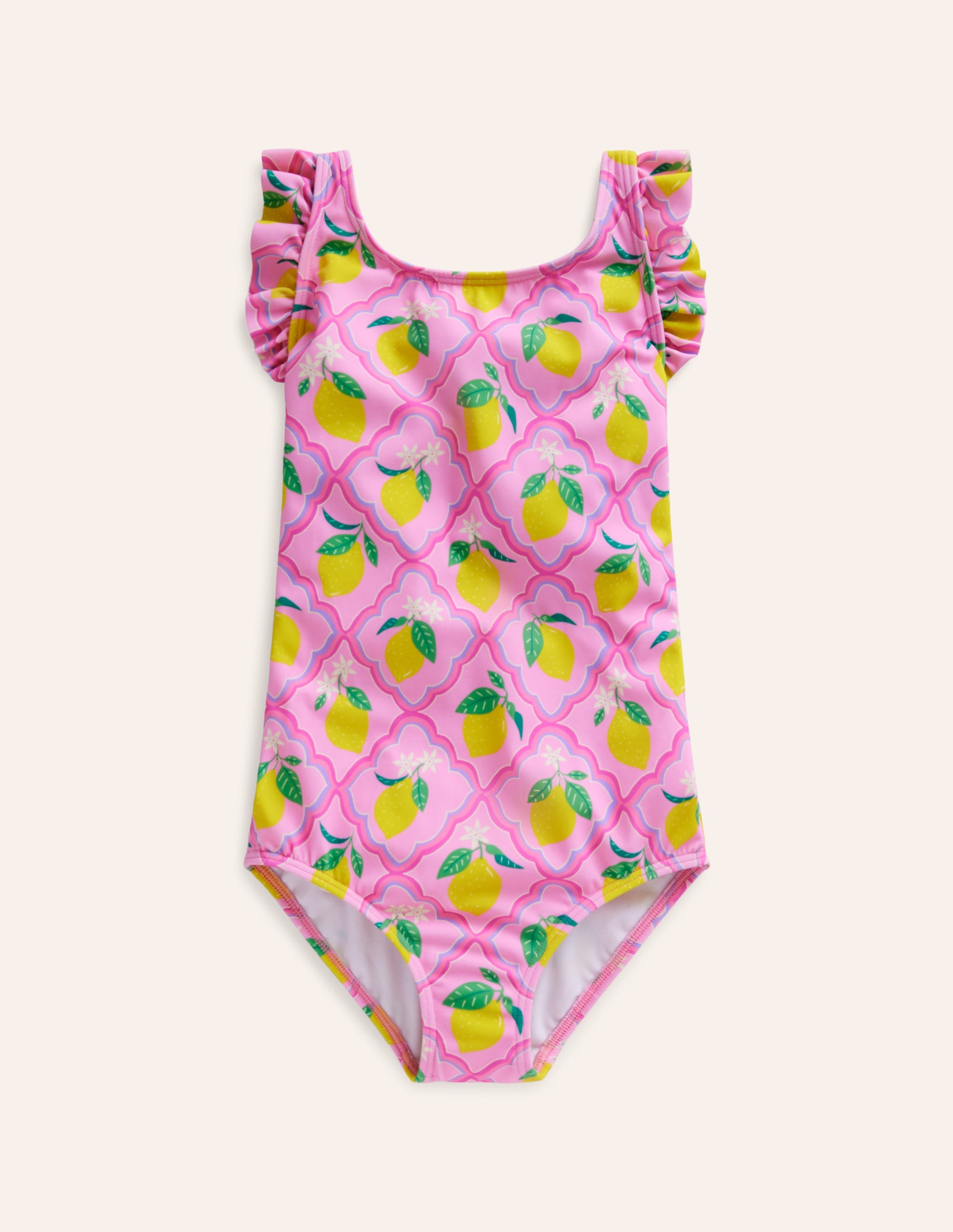 Frill Crossback Swimsuit-Pink Lemon Grove - Image 1