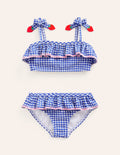Seersucker Frilly Bikini-Blue Gingham Strawberries