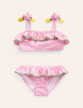 Seersucker Frilly Bikini-Pink Gingham Lemons