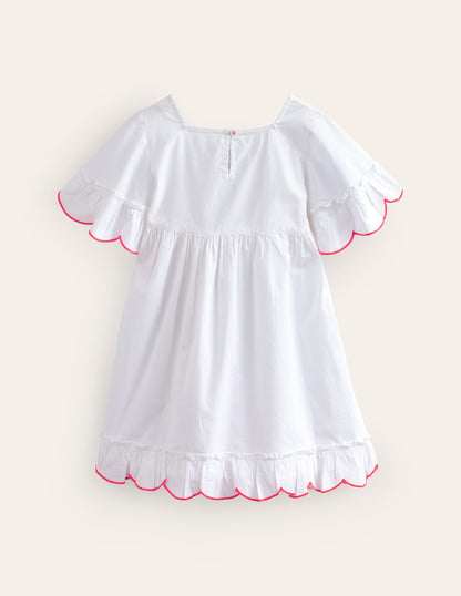 Lightweight Holiday Dress-White Floral Embroidery-2