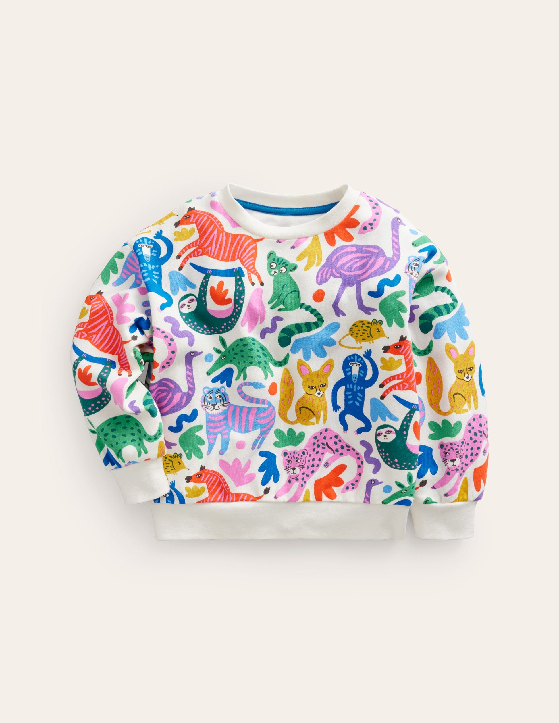 Printed Relaxed Sweatshirt-Multi Safari Friends-1