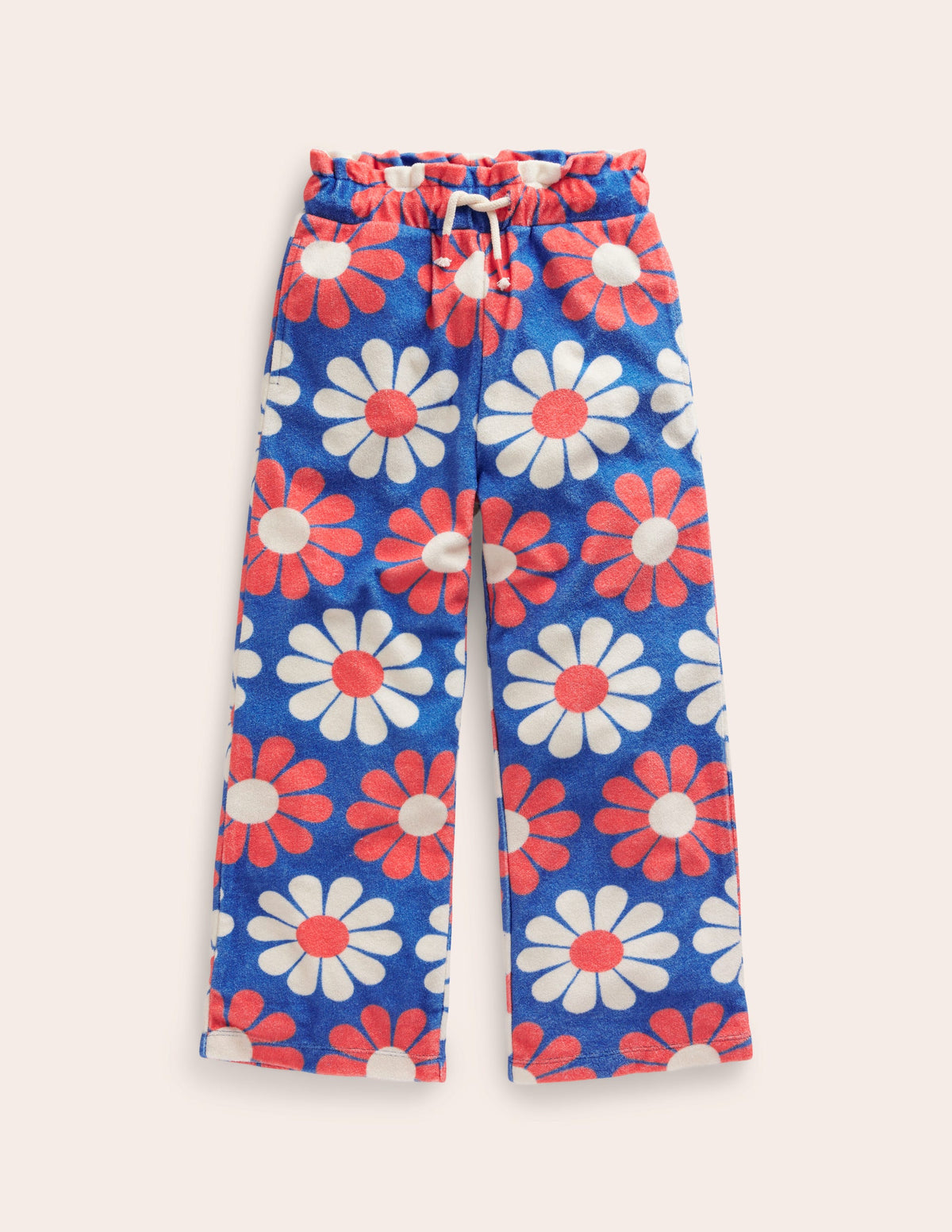 Towelling Trousers-Cabana Blue Geo Daisy - Image 1