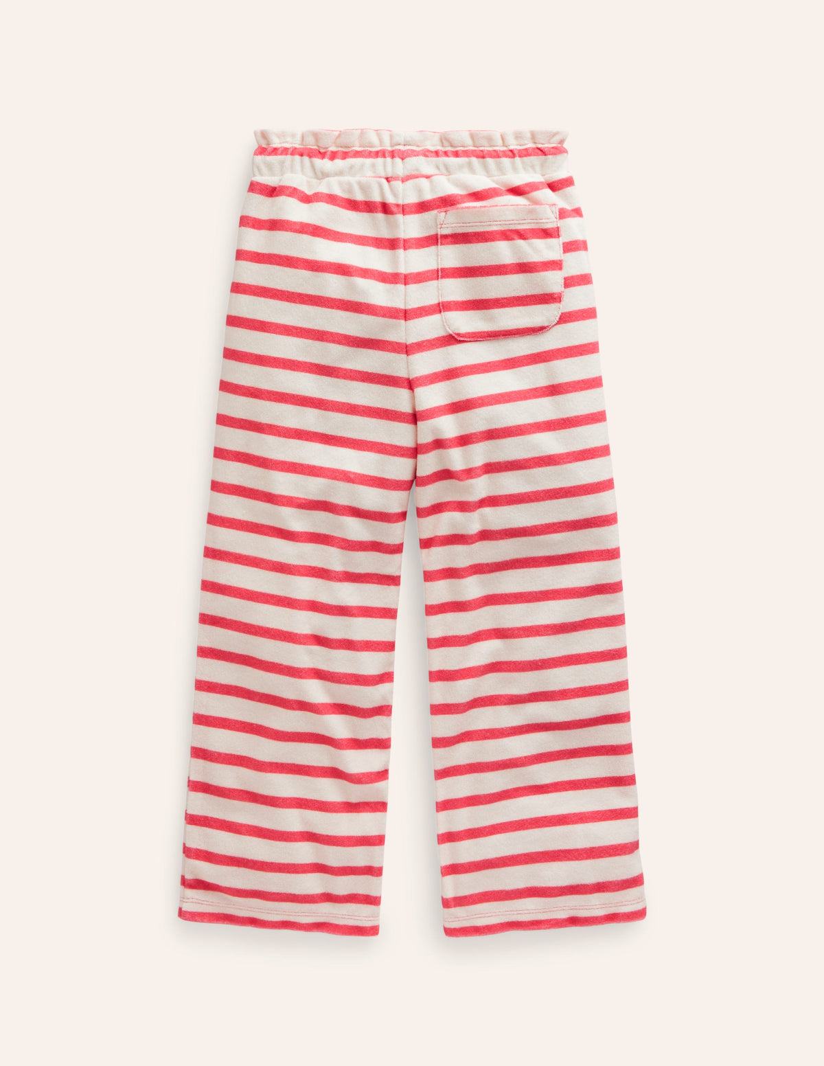 Towelling Trousers-Jam Red/ Ivory Stripe-2