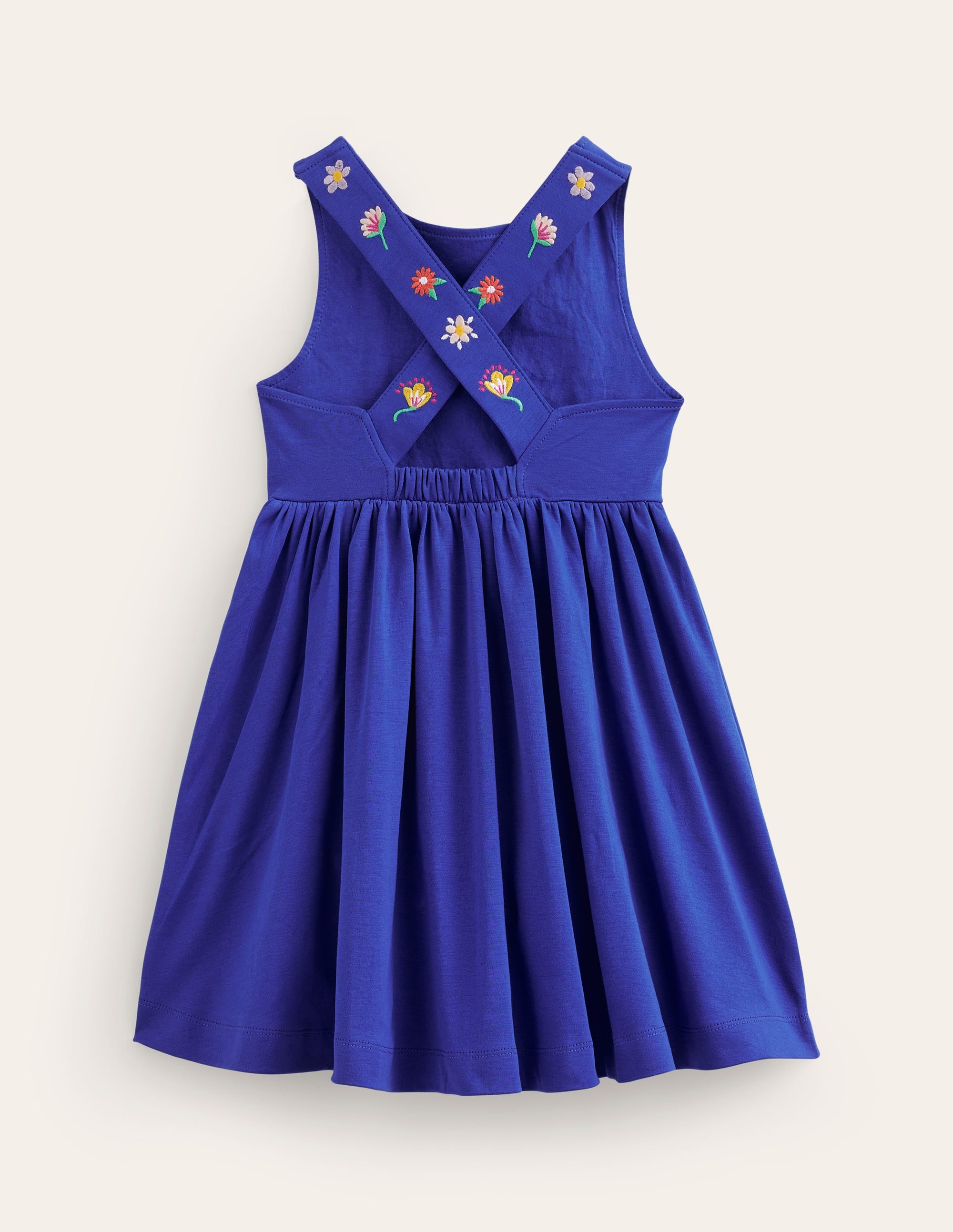 Jersey Cross-back Dress-Sapphire Blue Embroidery - Image 2