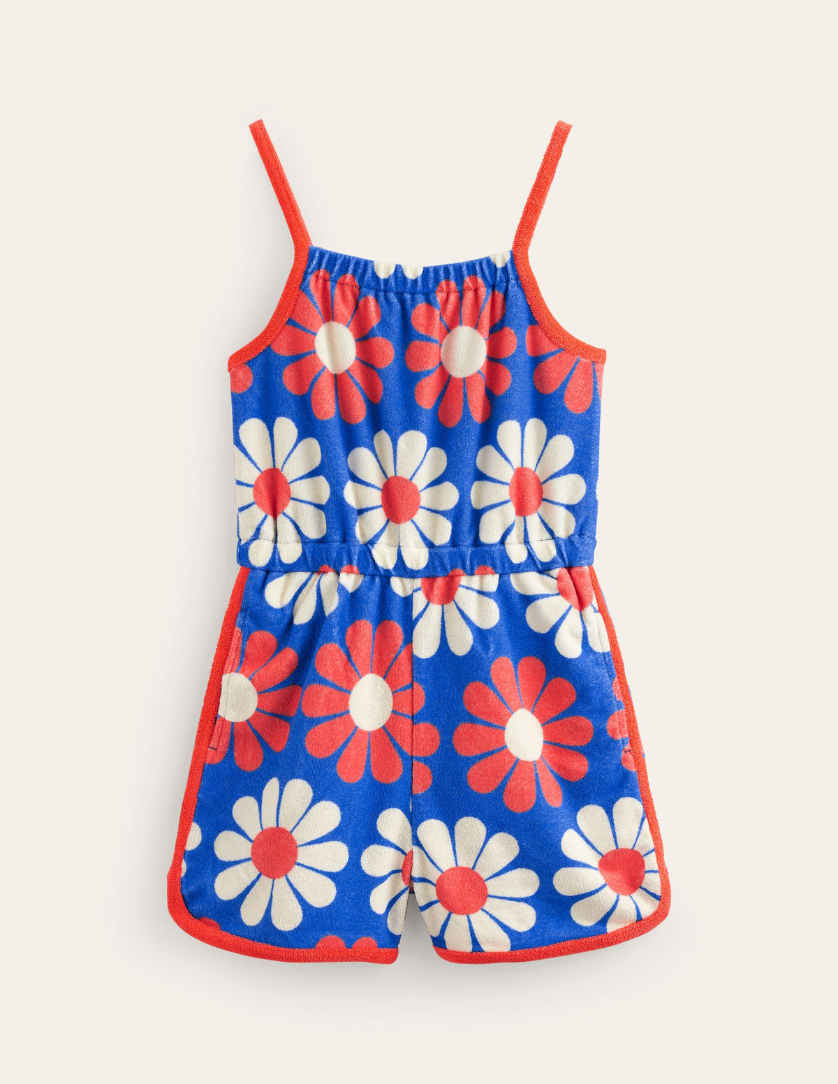 Strappy Towelling Playsuit-Cabana Blue Geo Daisy-1
