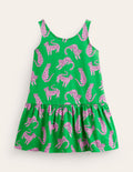 Strappy Drop Waist Dress-Green Cheetahs