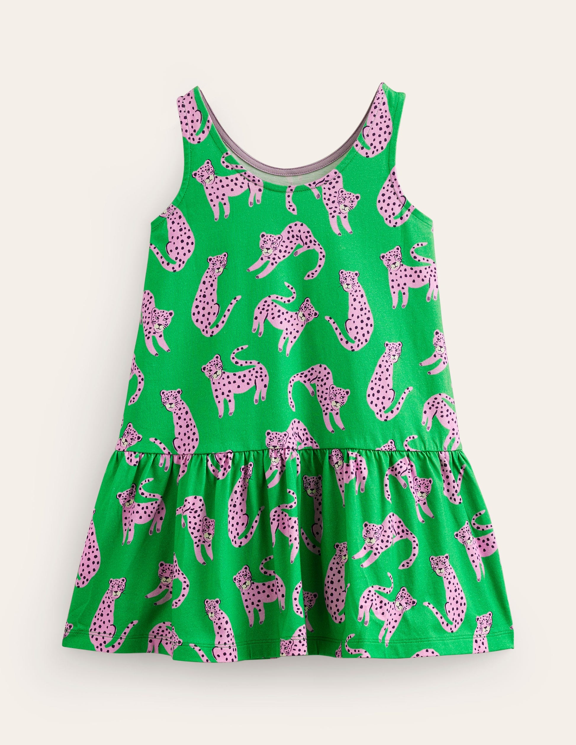 Strappy Drop Waist Dress-Green Cheetahs-2