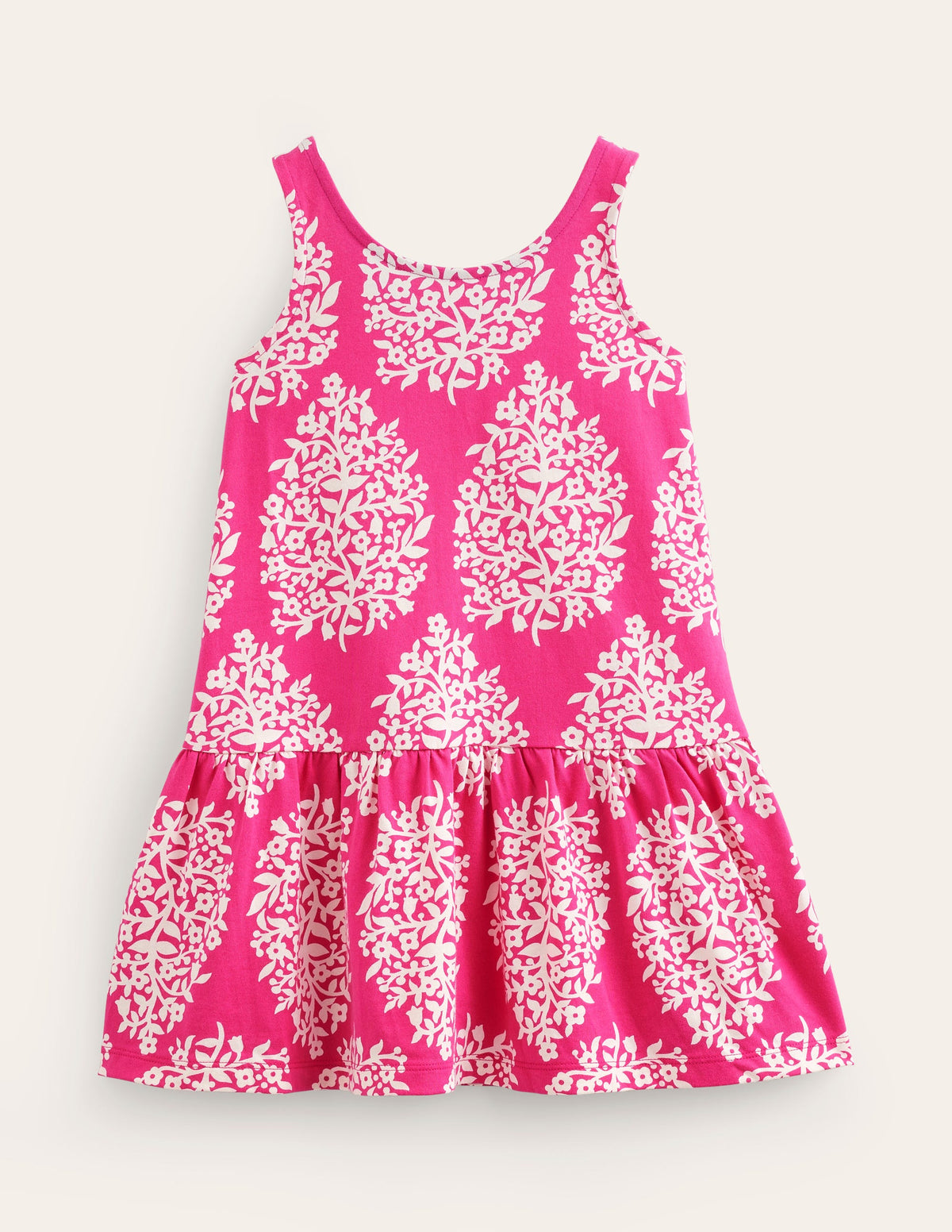 Strappy Drop Waist Dress-Pink Woodblock - Image 1