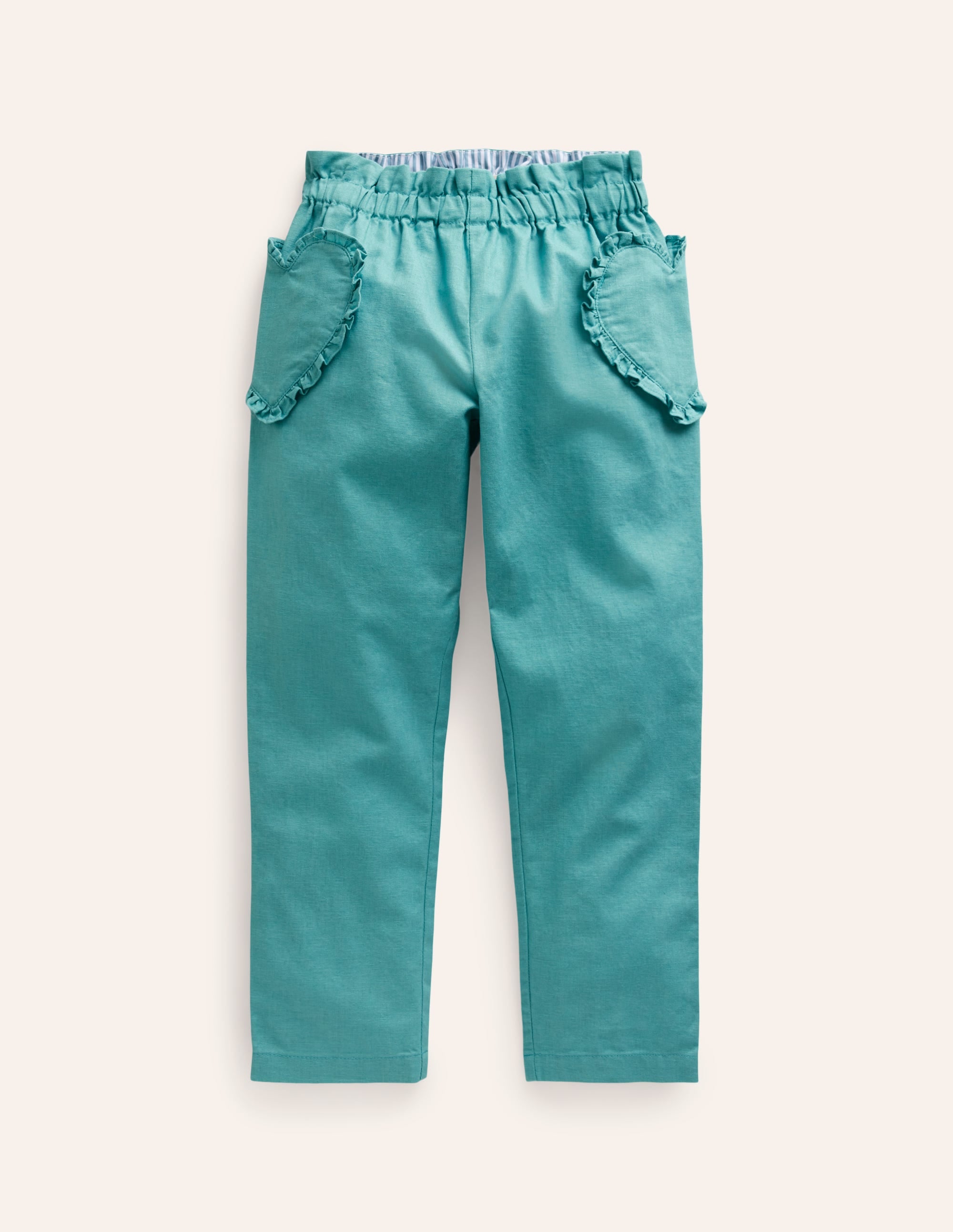 Cotton Linen Pull-on Trousers-Corsica Blue - Image 1