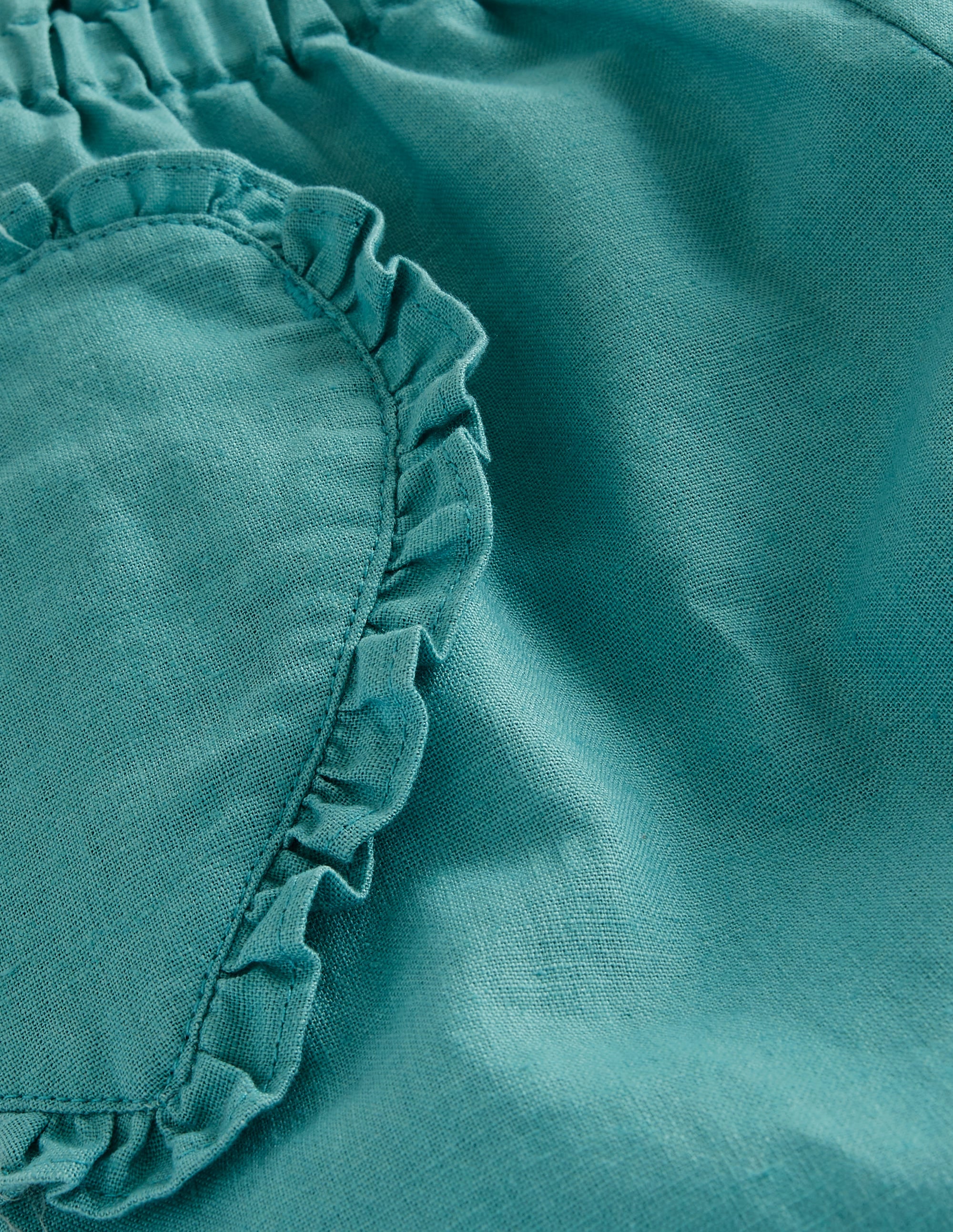 Cotton Linen Pull-on Trousers-Corsica Blue - Image 3