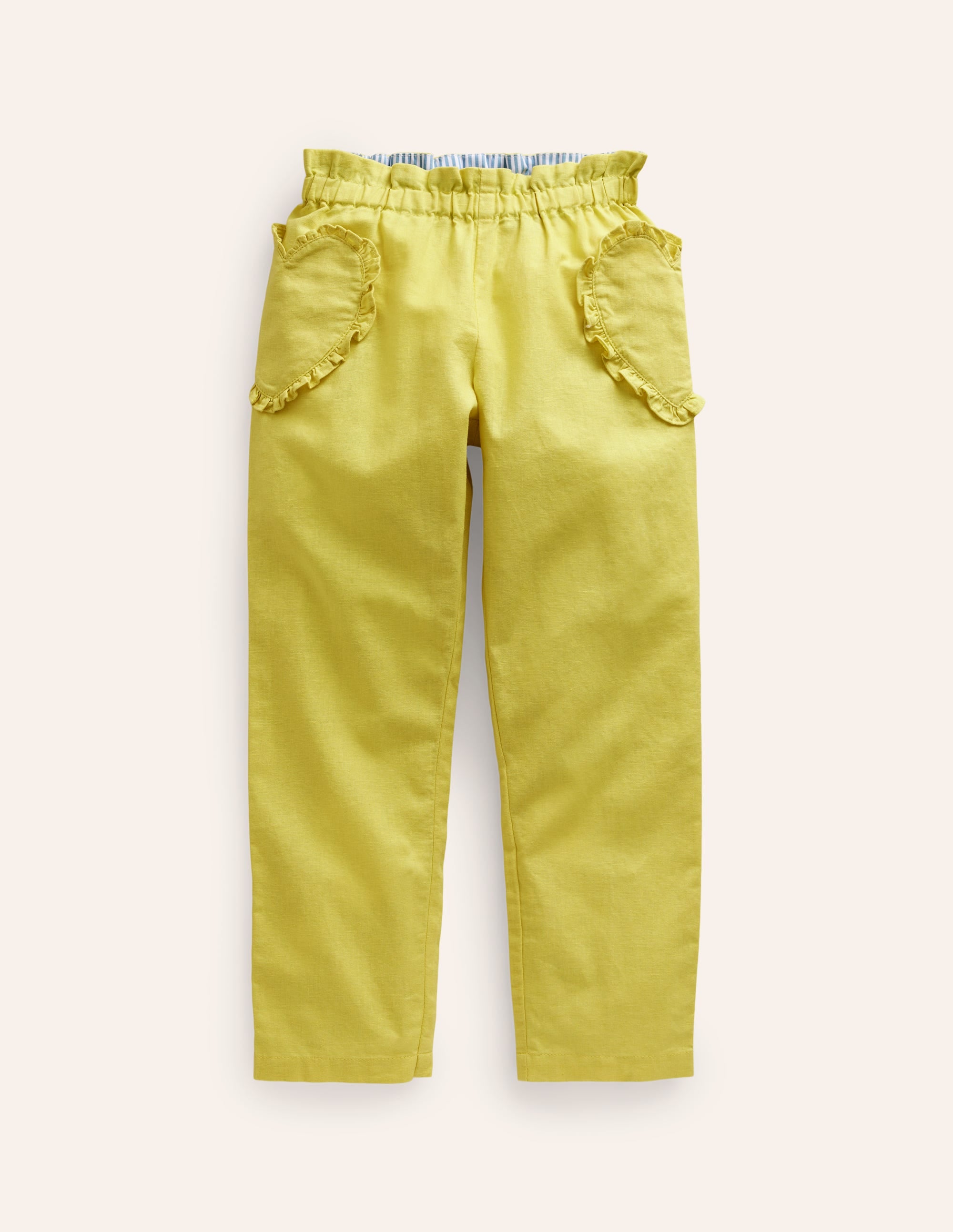 Cotton Linen Pull-on Trousers-Zest Yellow - Image 1