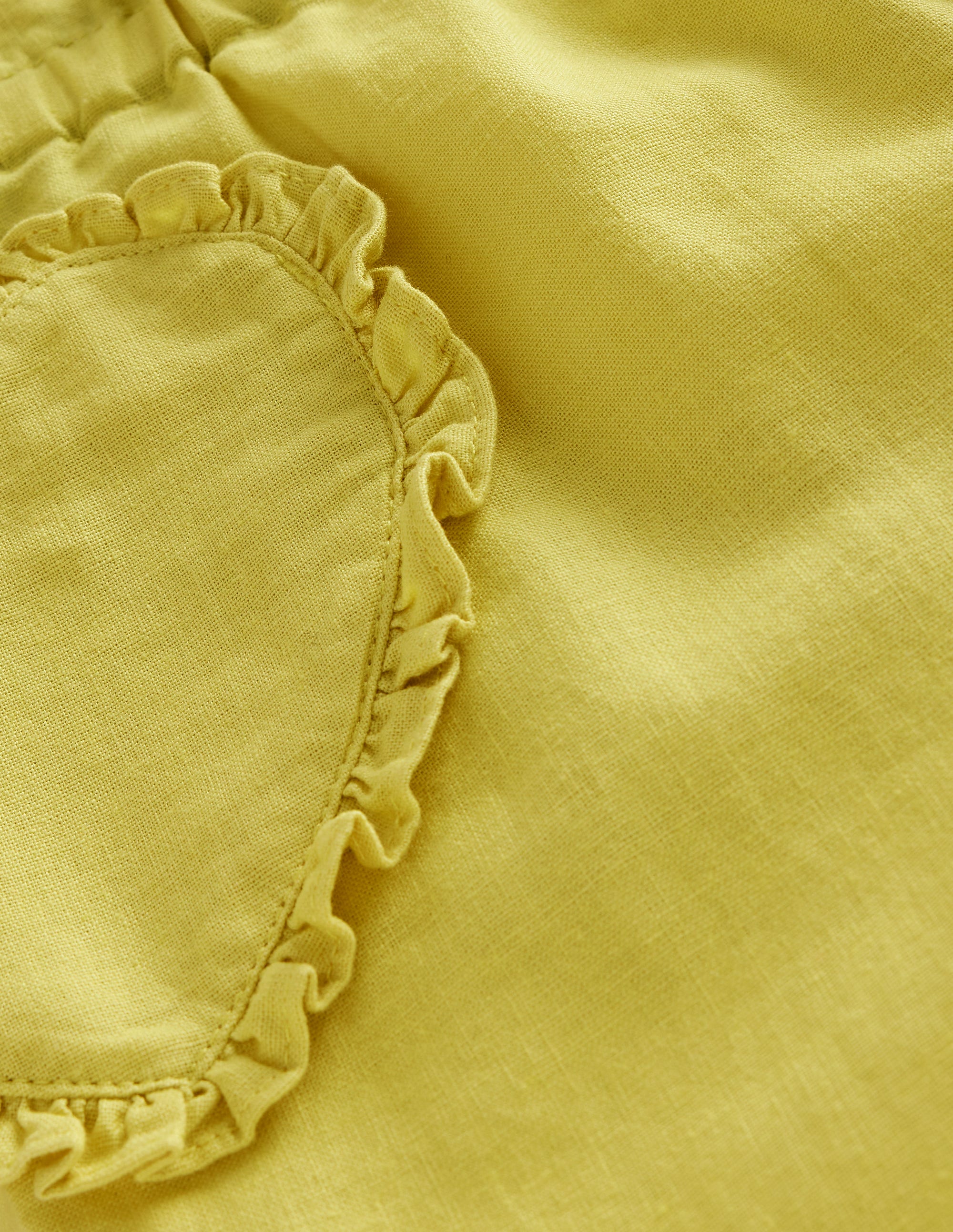 Cotton Linen Pull-on Trousers-Zest Yellow - Image 3