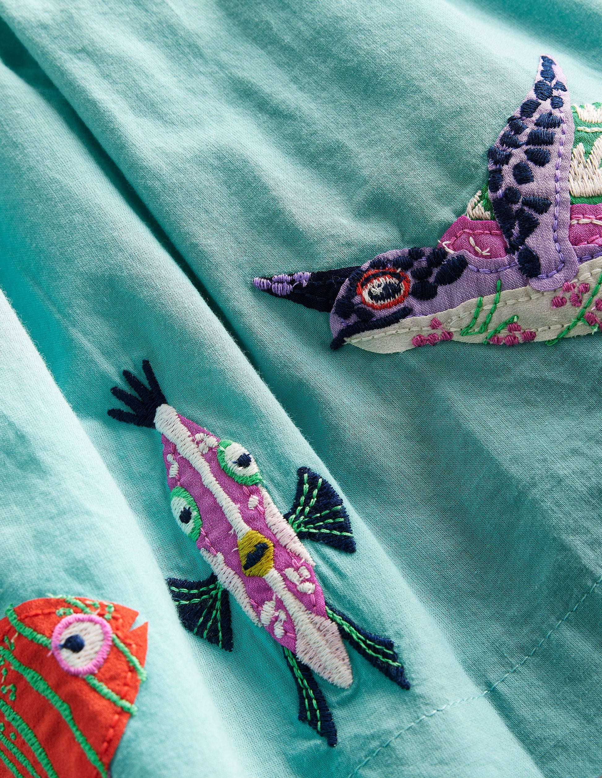 Woven Mix Appliqué Dress-Georgian Blue/ Vanilla SeaLife-3