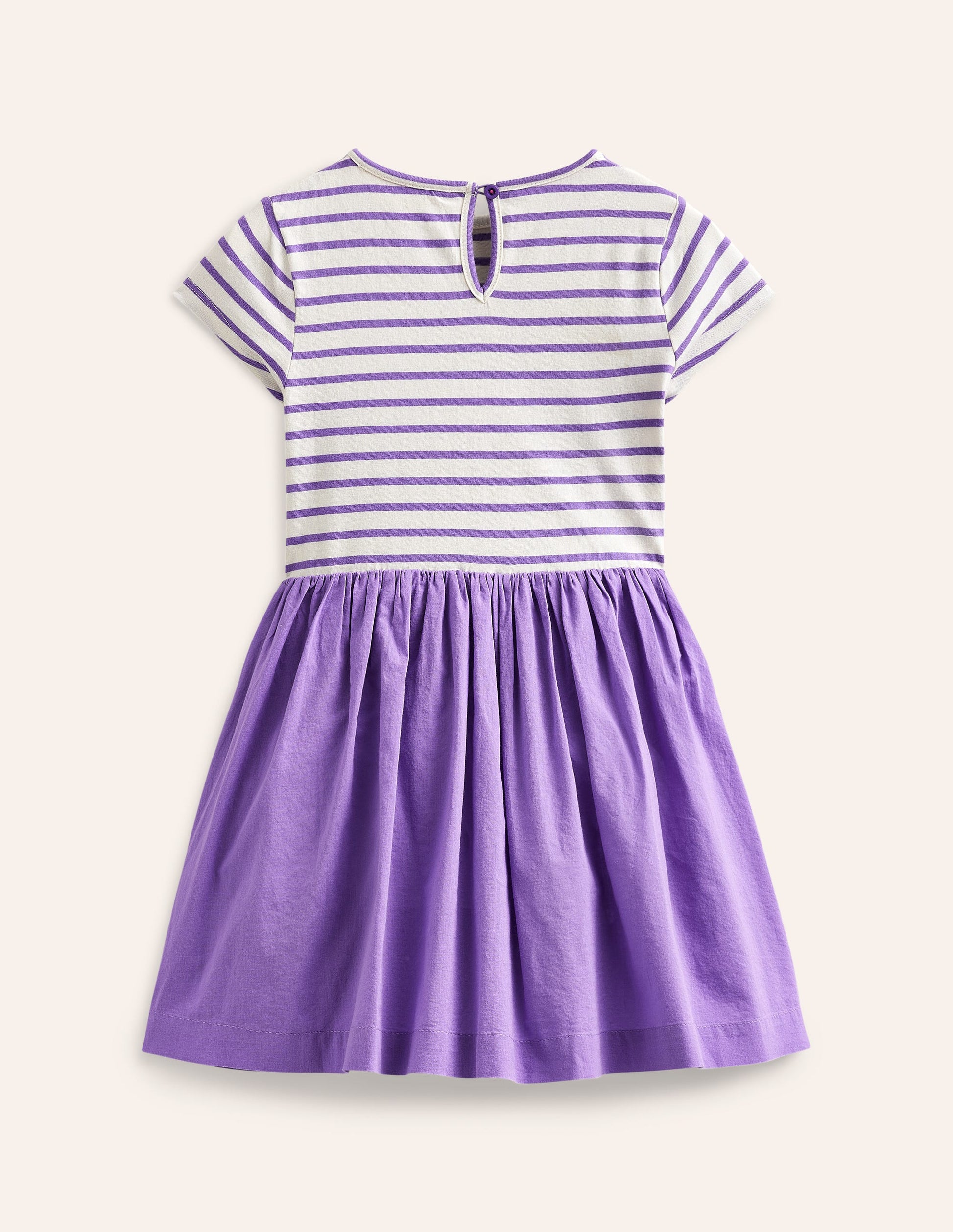 Woven Mix Appliqué Dress-Lilac Purple/ Vanilla Animals-2