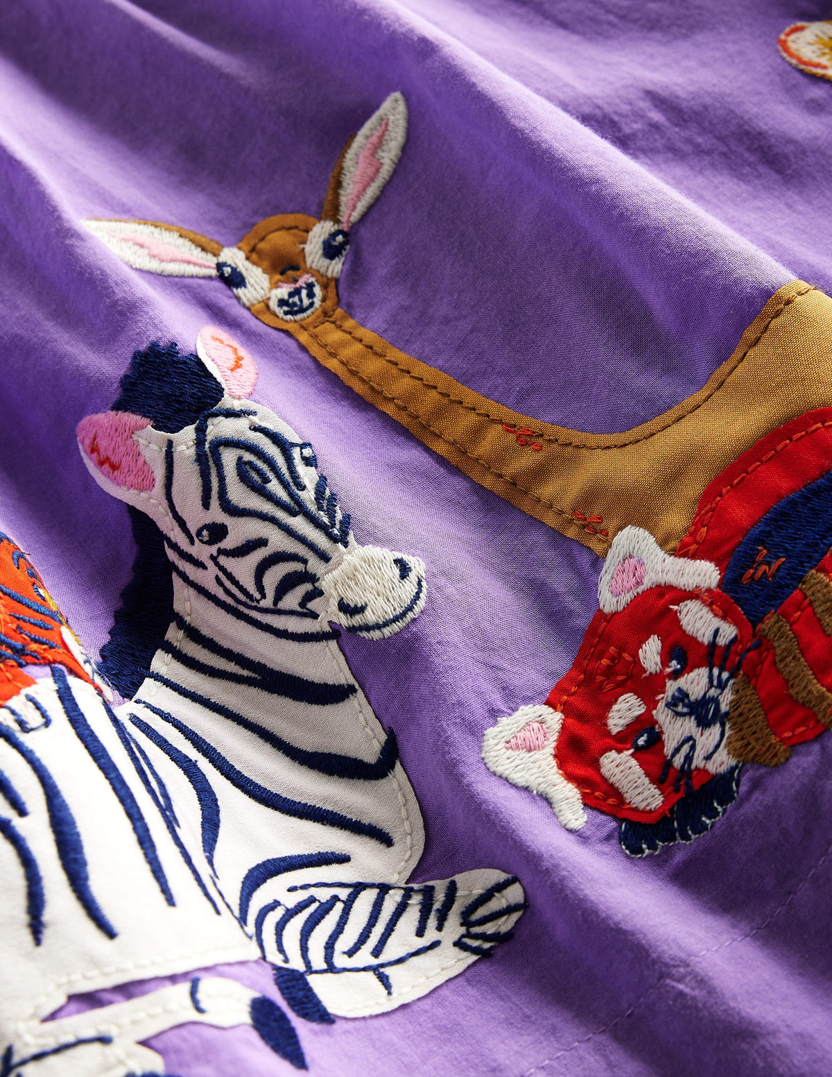 Woven Mix Appliqué Dress-Lilac Purple/ Vanilla Animals - Image 3