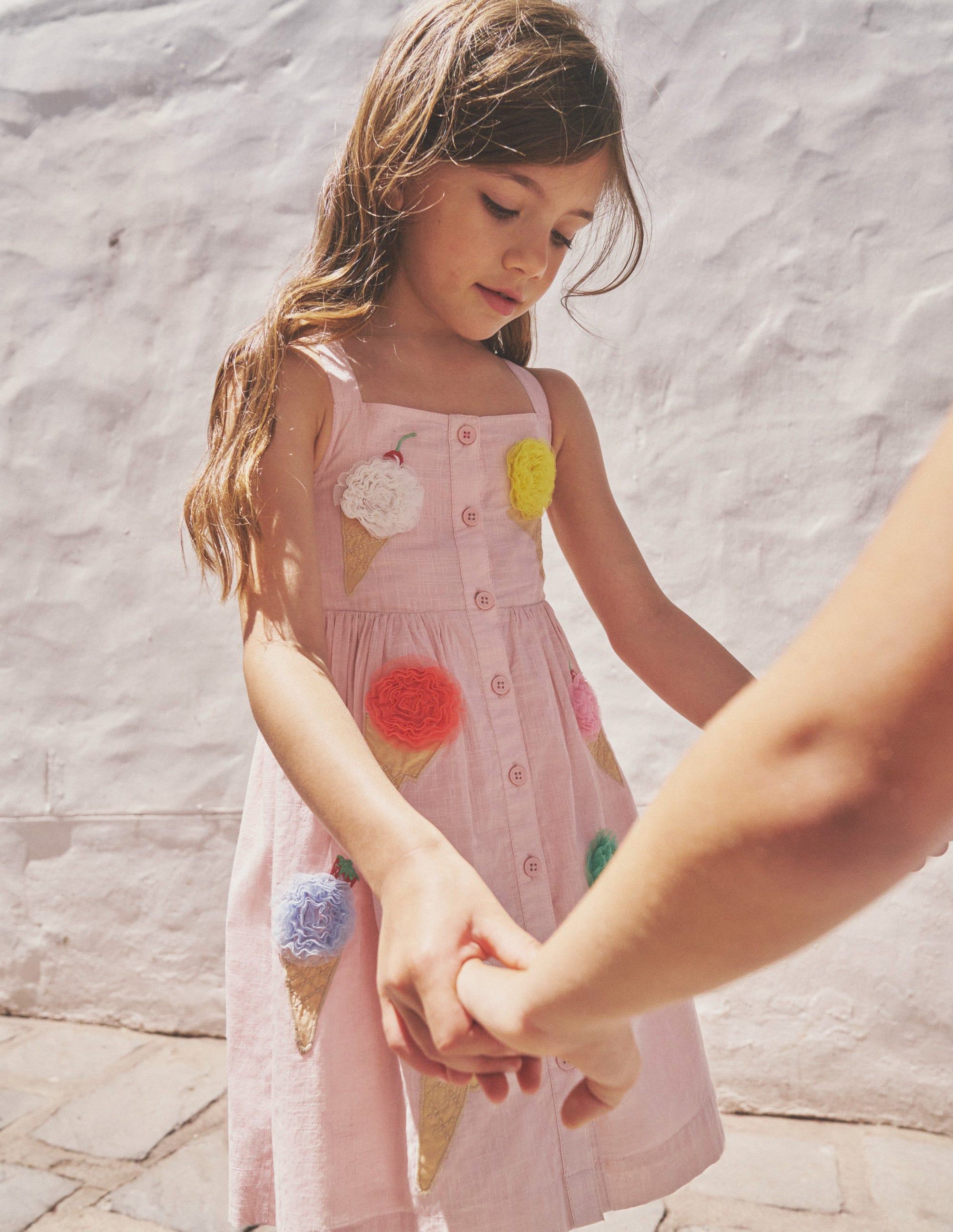 Button Through Logo Dress-Ballet Pink Ice Creams - Image 4