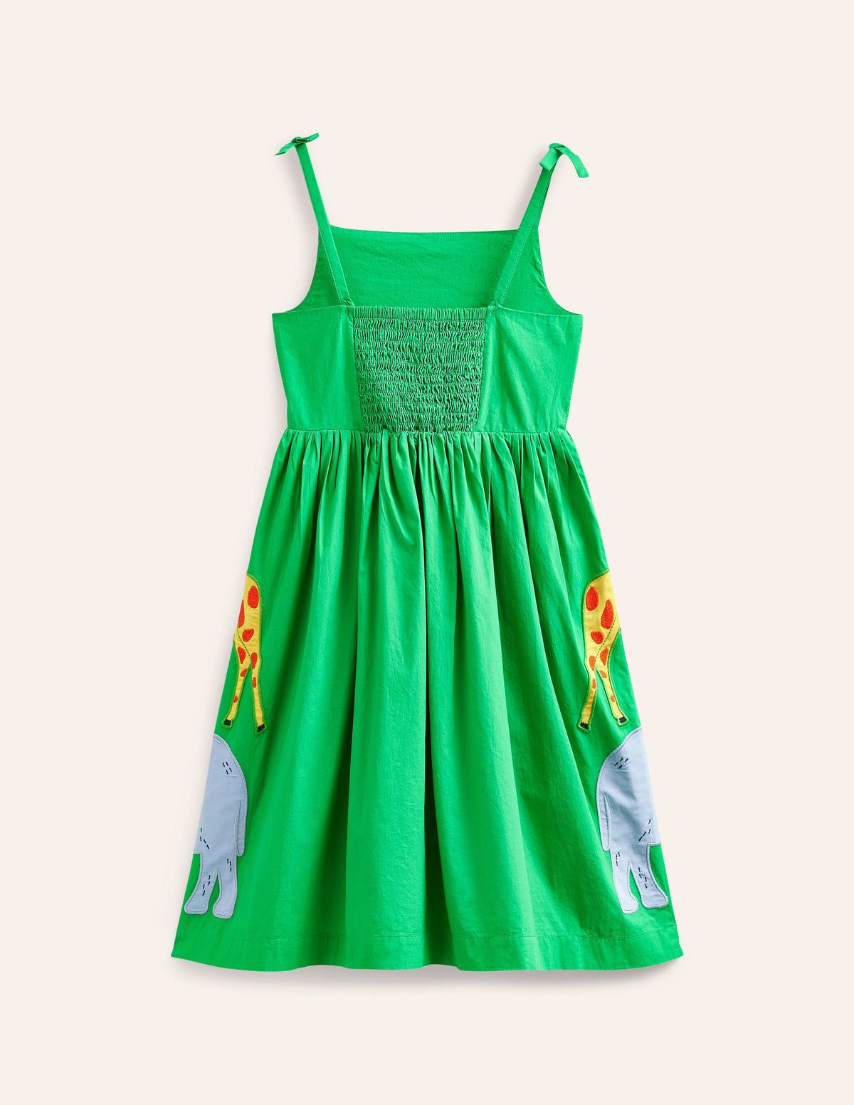 Appliqué Cotton Dress-Sapling Green Safari Animals - Image 2