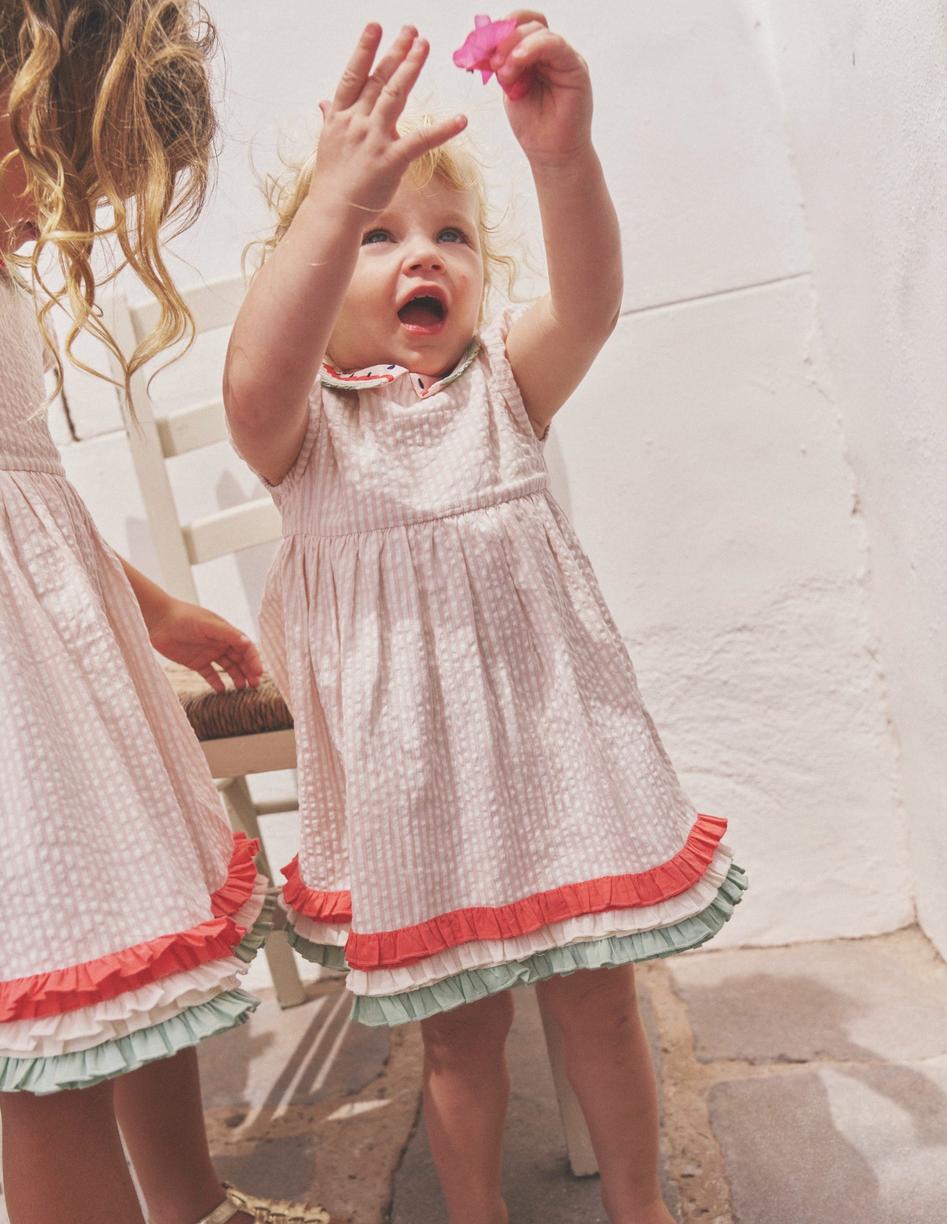 Collared Seersucker Dress-Ballet Pink/ Ivory Stripe-4