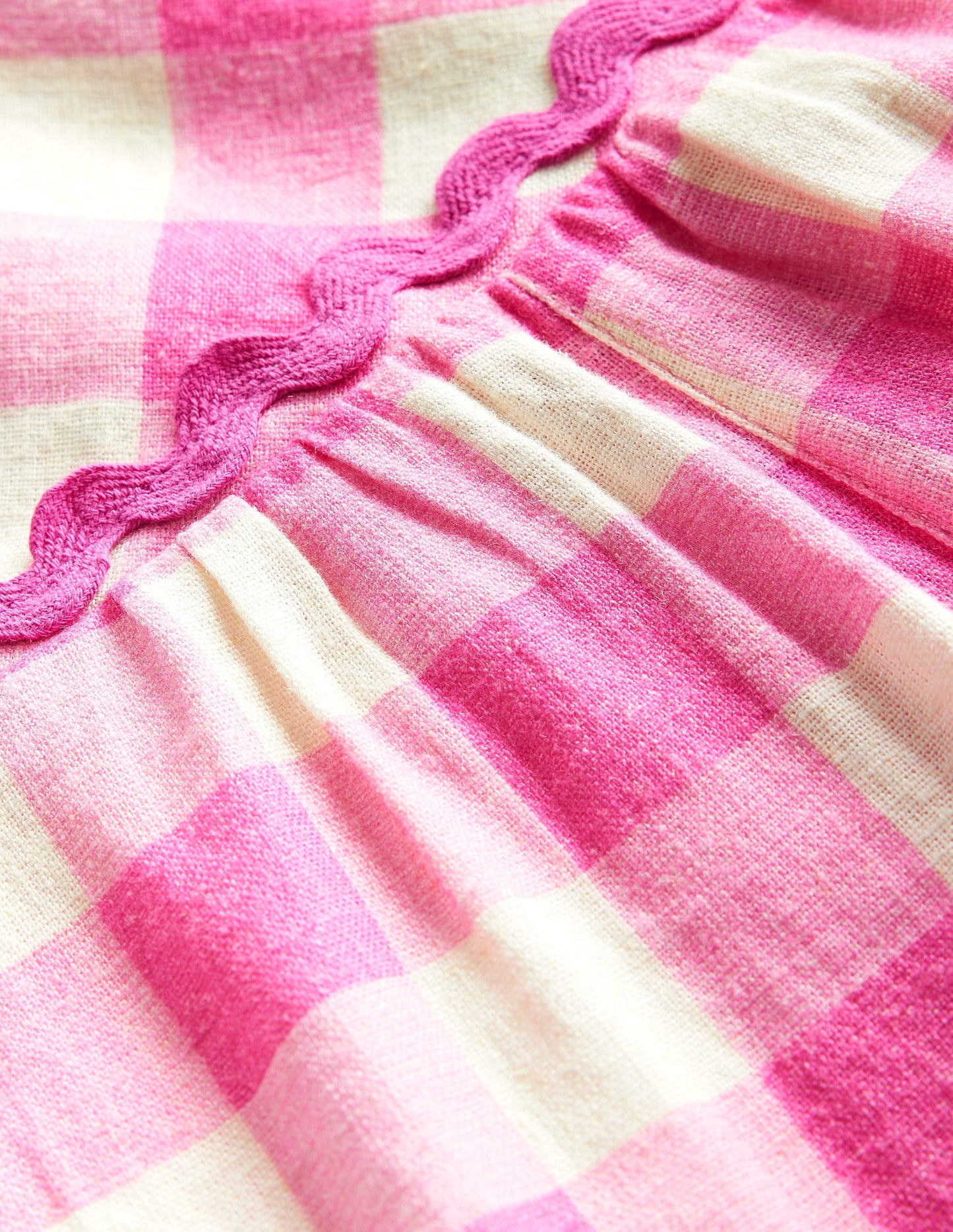 Wide Leg Ric Rac Jumpsuit-Pink Gingham