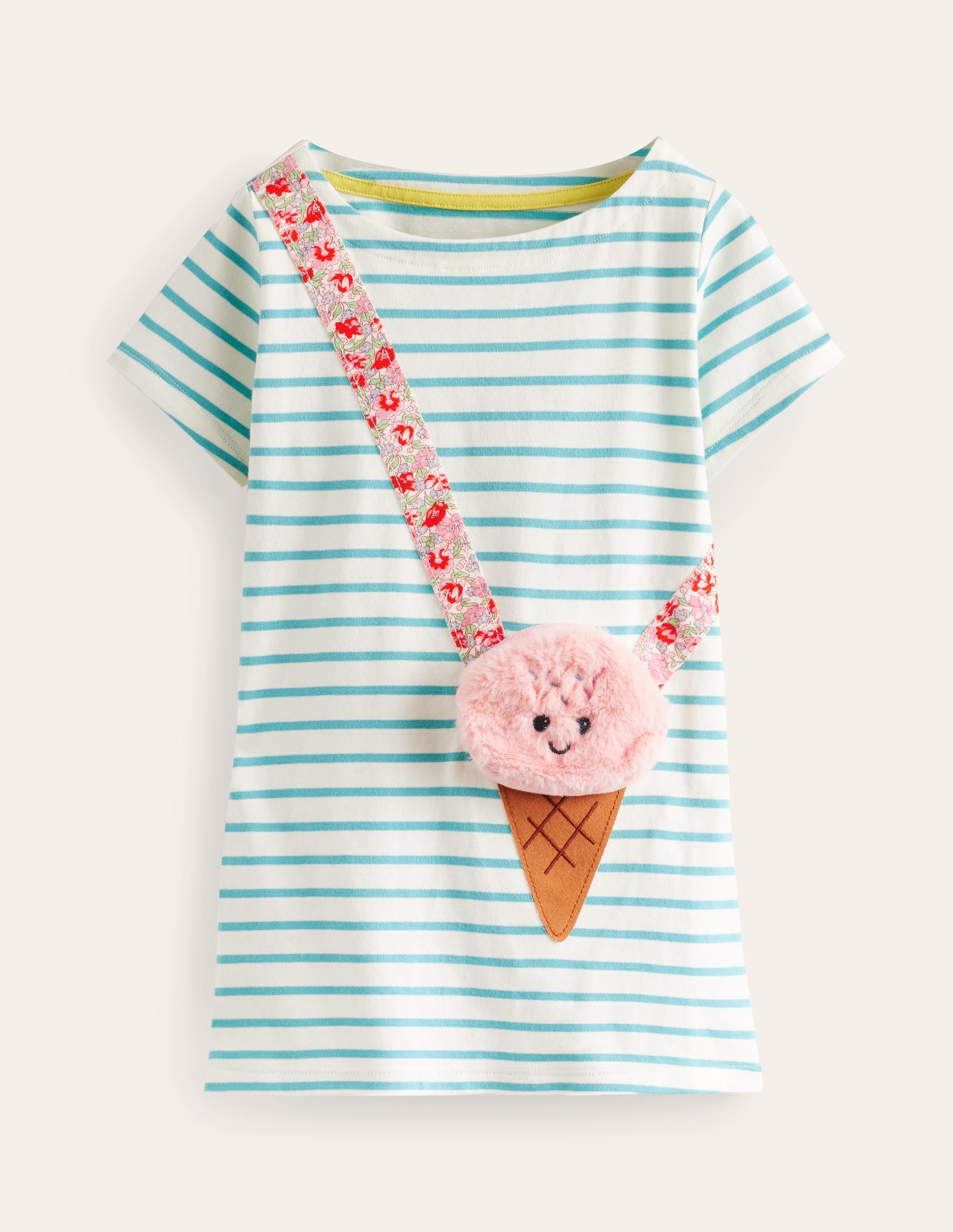 Fun Pocket Appliqué Tunic-Ivory/Brook Blue Stripe - Image 1