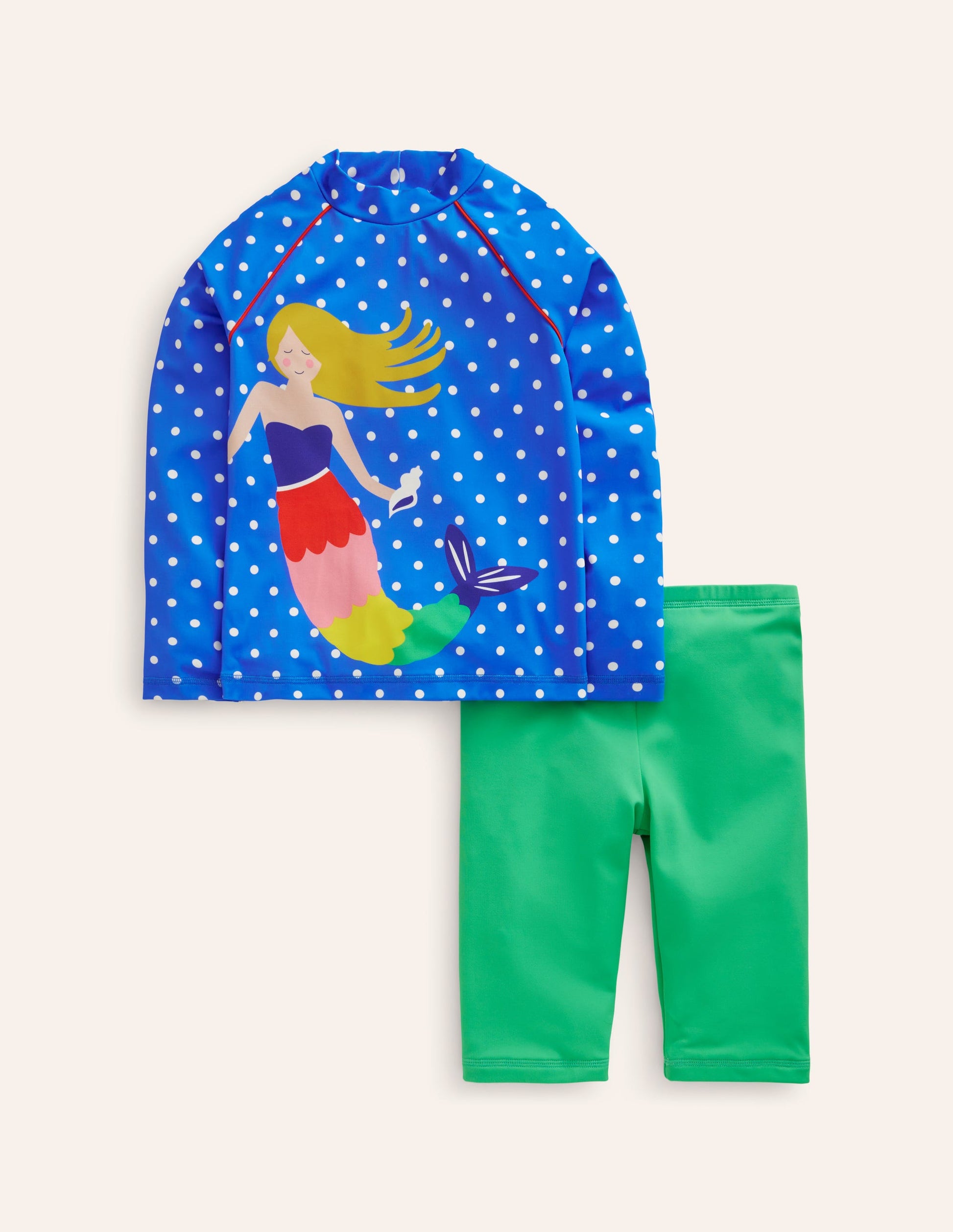 Sun Safe Rash Vest Set-Mermaid Appliqué-1