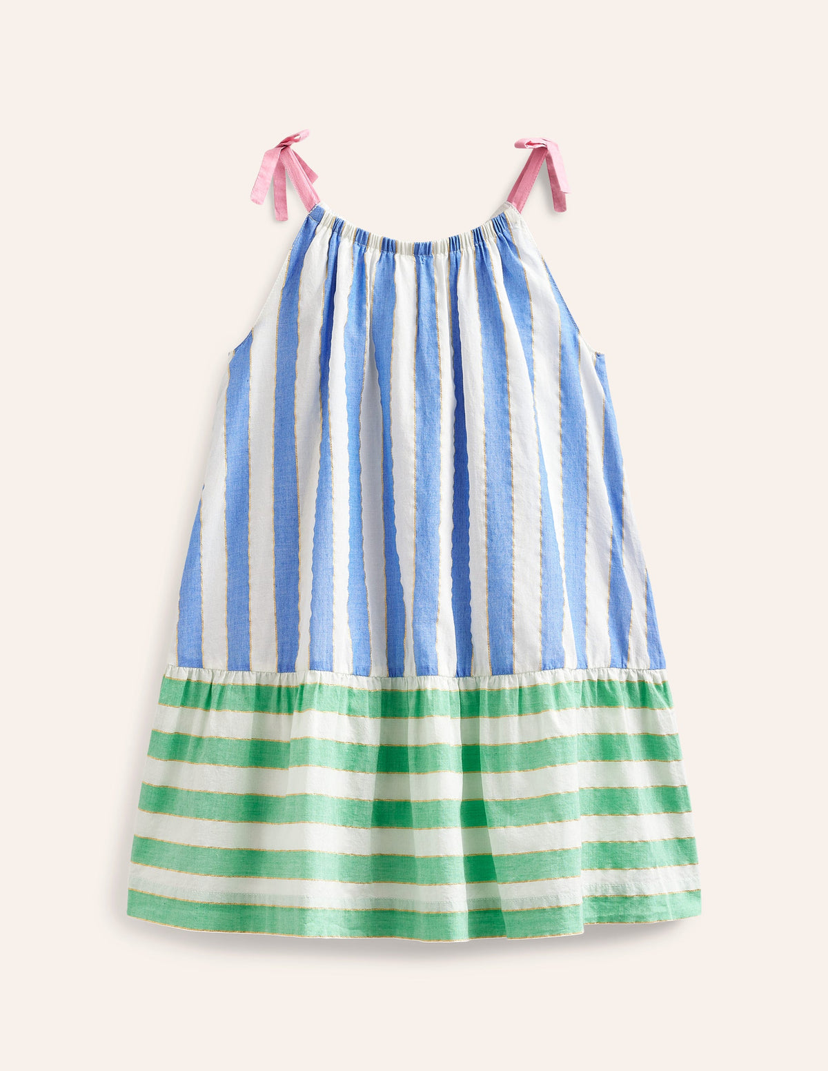Fun Stripe Strappy Dress-Blue Lurex Stripe - Image 2