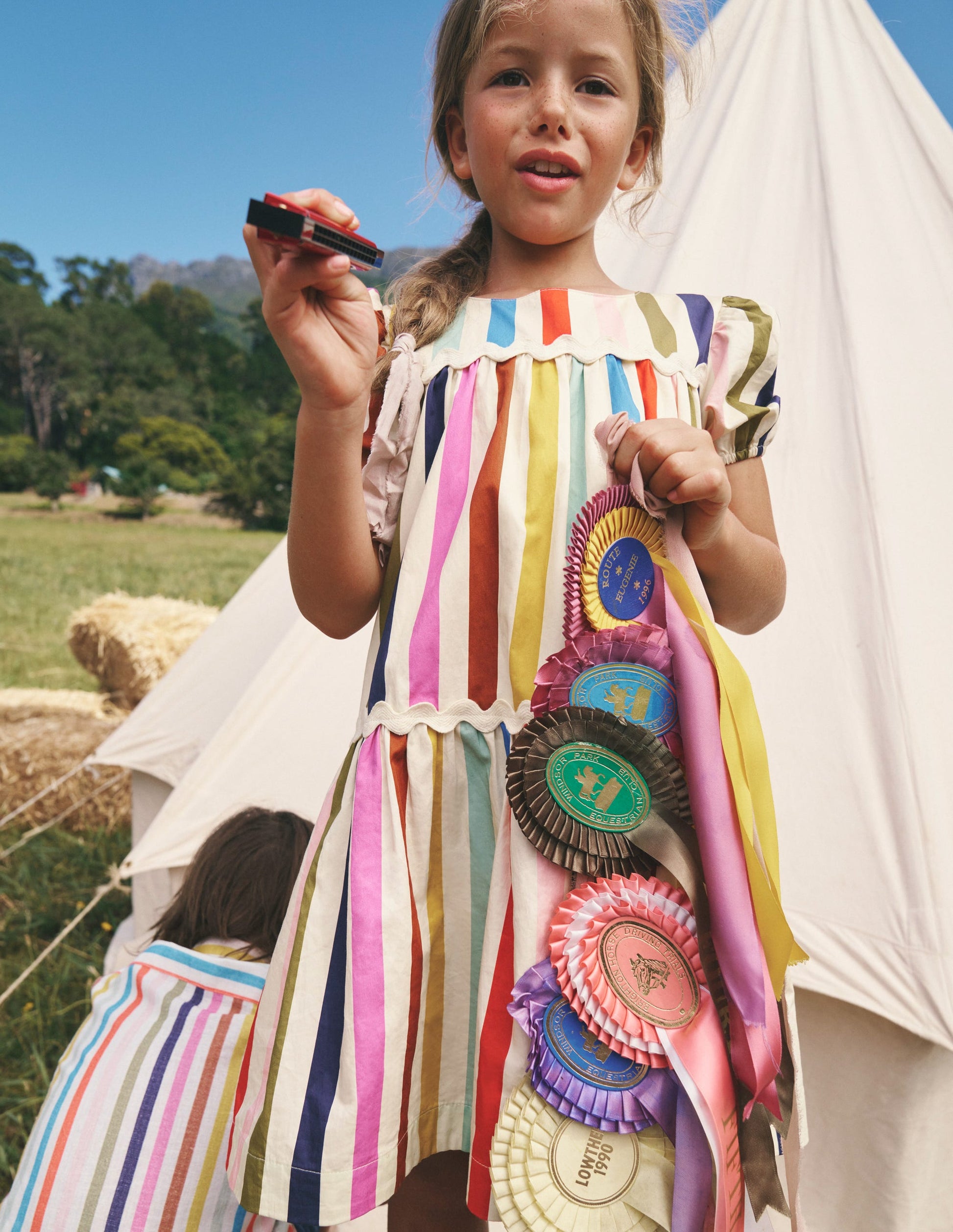 Tiered Stripe Dress-Rainbow Multi Stripe-7