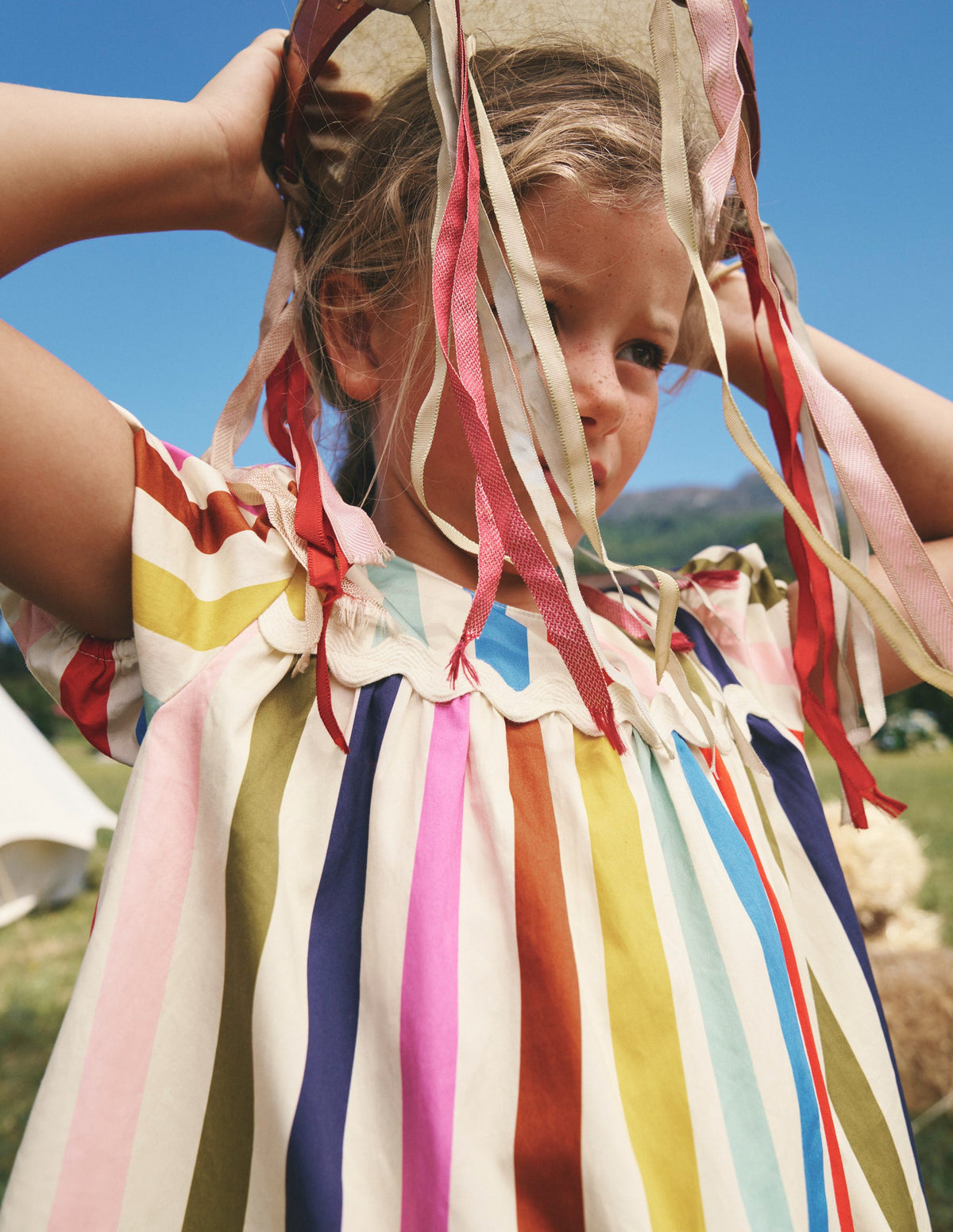 Tiered Stripe Dress-Rainbow Multi Stripe-8