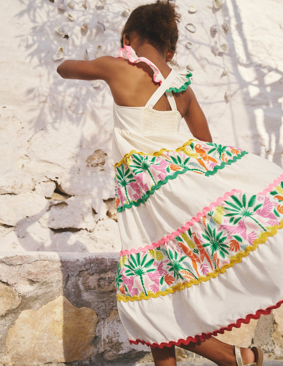 Tiered Twirly Ric Rac Dress-Multi Rainbow Palm-6