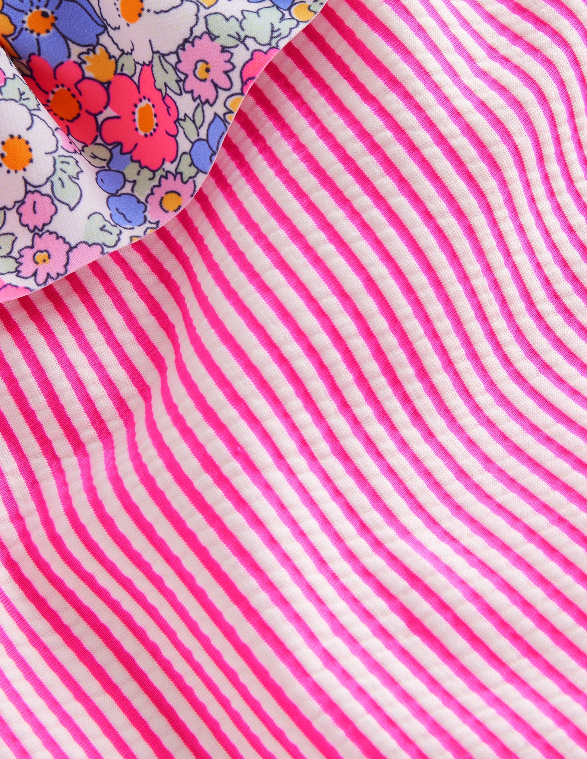 Frill Neck Swimsuit-Festival Pink Ticking Stripe-3